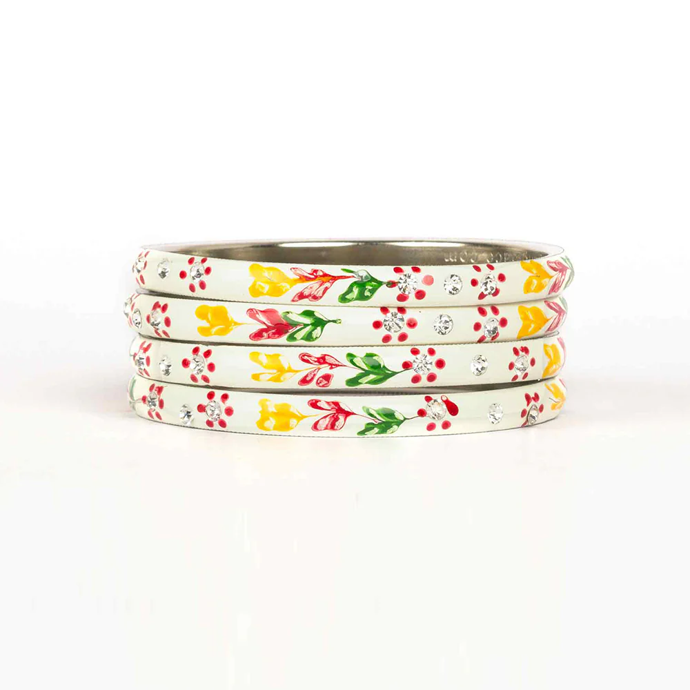 Meenakari Bracelets With Hand Made Floral Design And Stones - Image 5