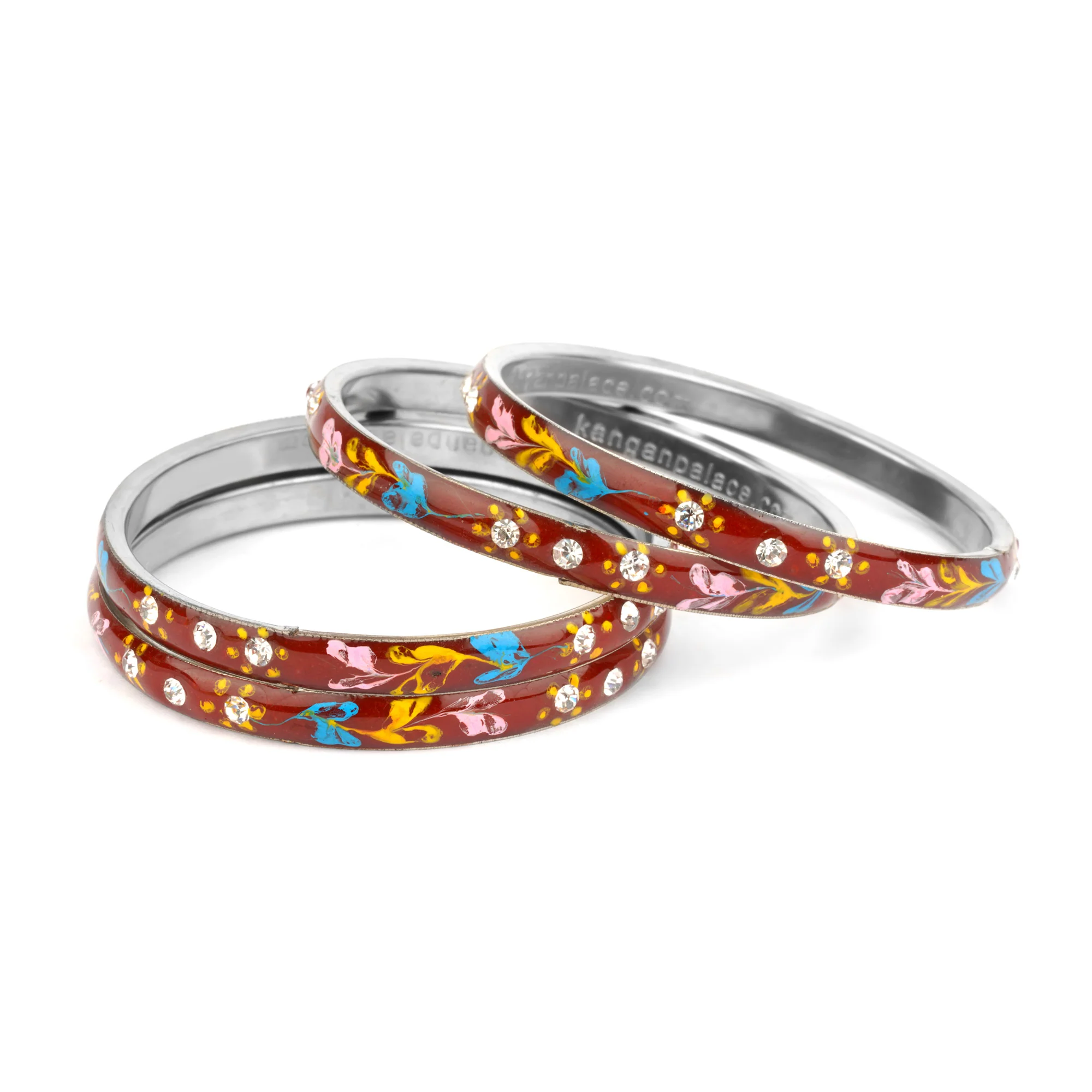Meenakari Bracelets With Hand Made Floral Design And Stones - Image 7