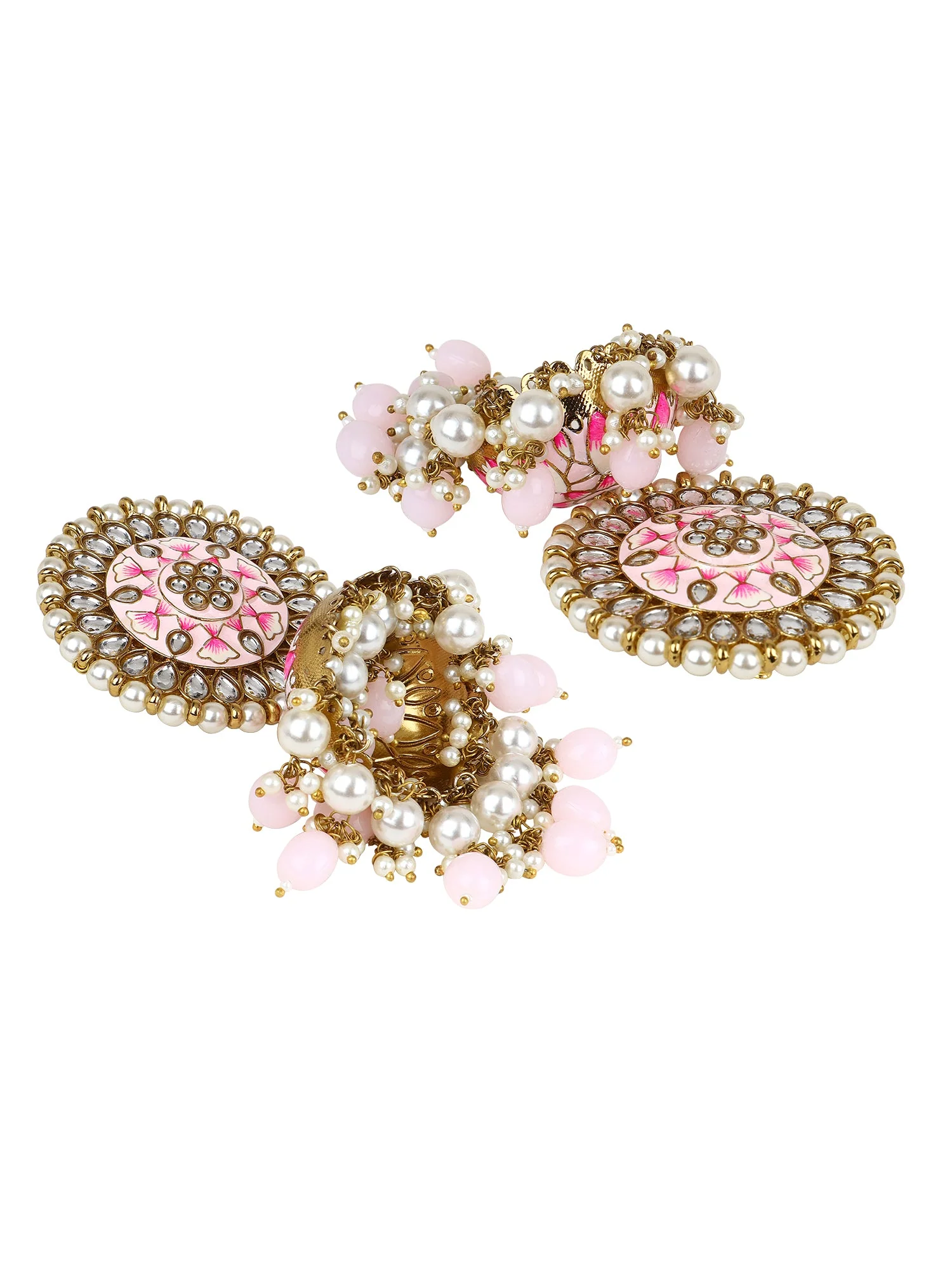 Meenakari Earrings with Kundan Pearl & Jhumka by Leshya - Image 2