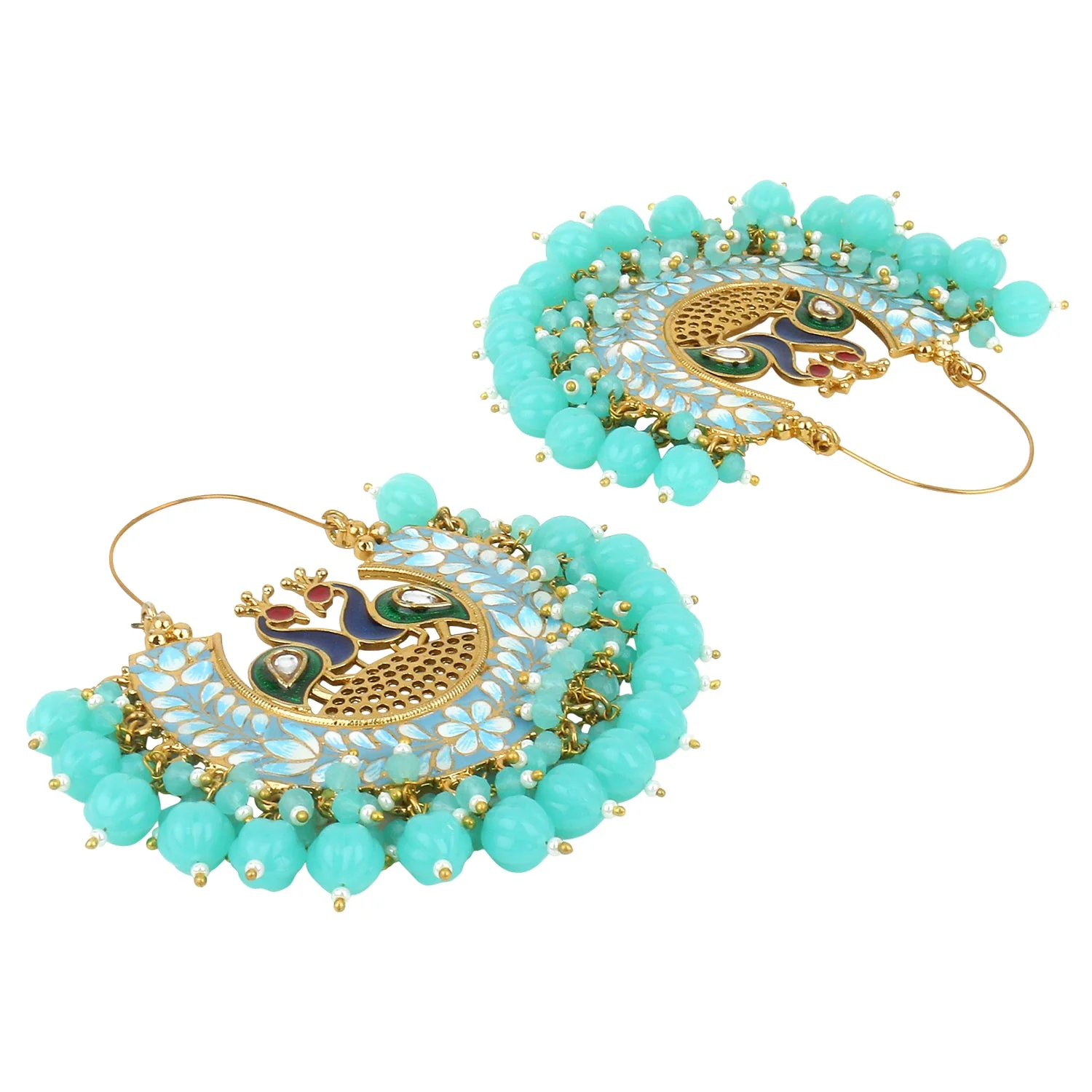Meenakari Jhumki Earring with hanging beads by Leshya - Image 3