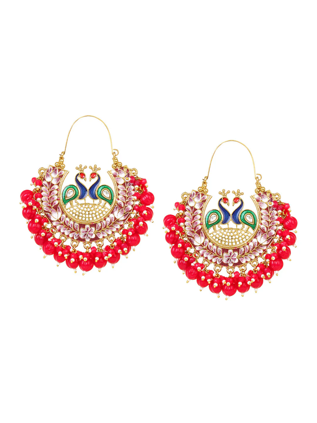 Meenakari Jhumki Earring with hanging beads by Leshya - Image 4