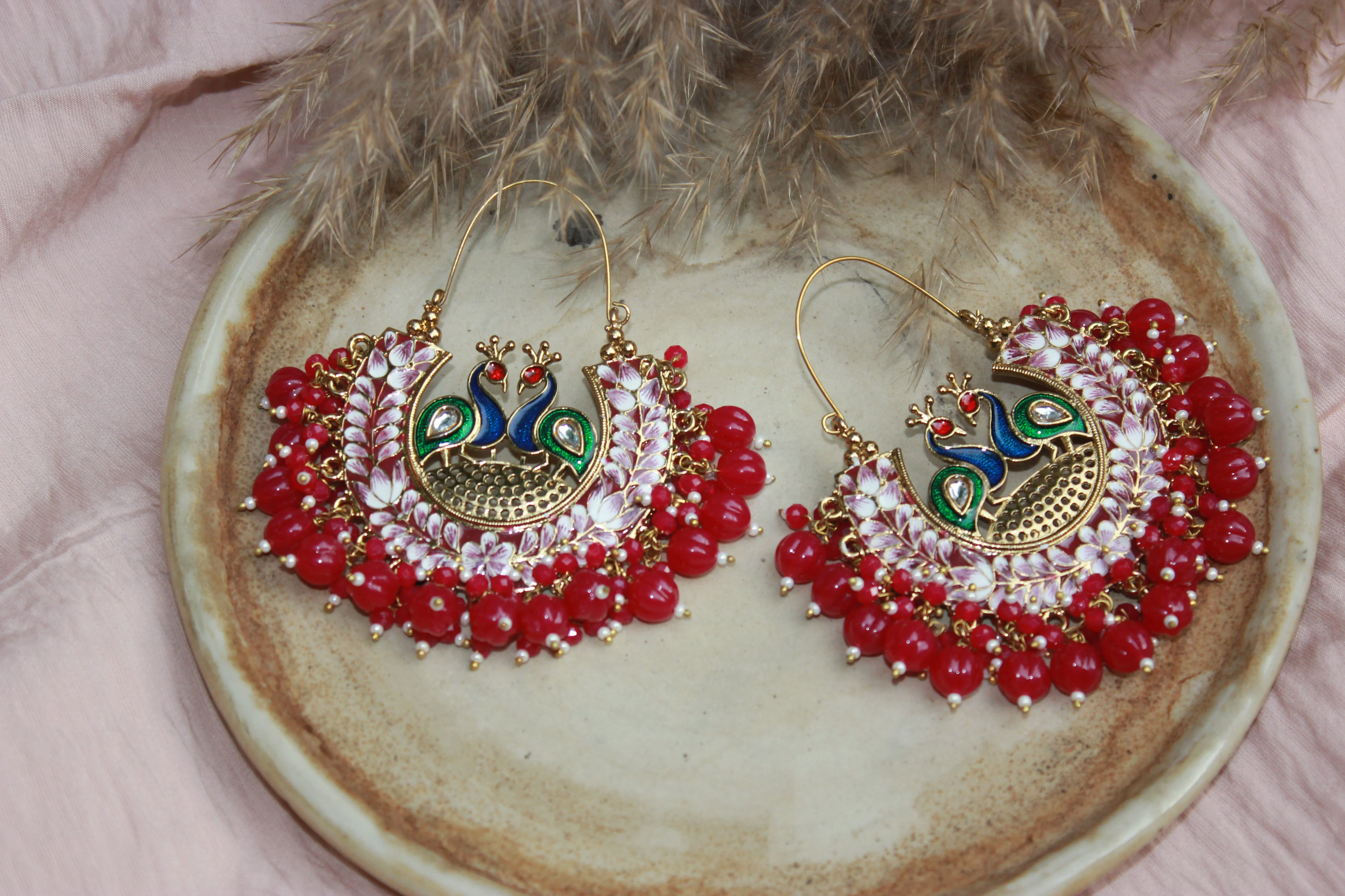 Meenakari Jhumki Earring with hanging beads by Leshya - Image 7