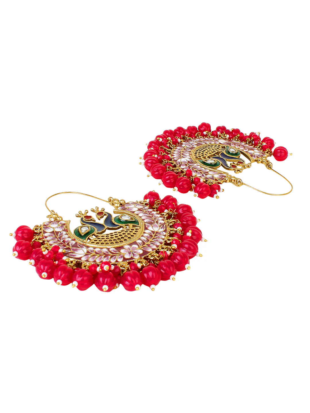 Meenakari Jhumki Earring with hanging beads by Leshya - Image 3