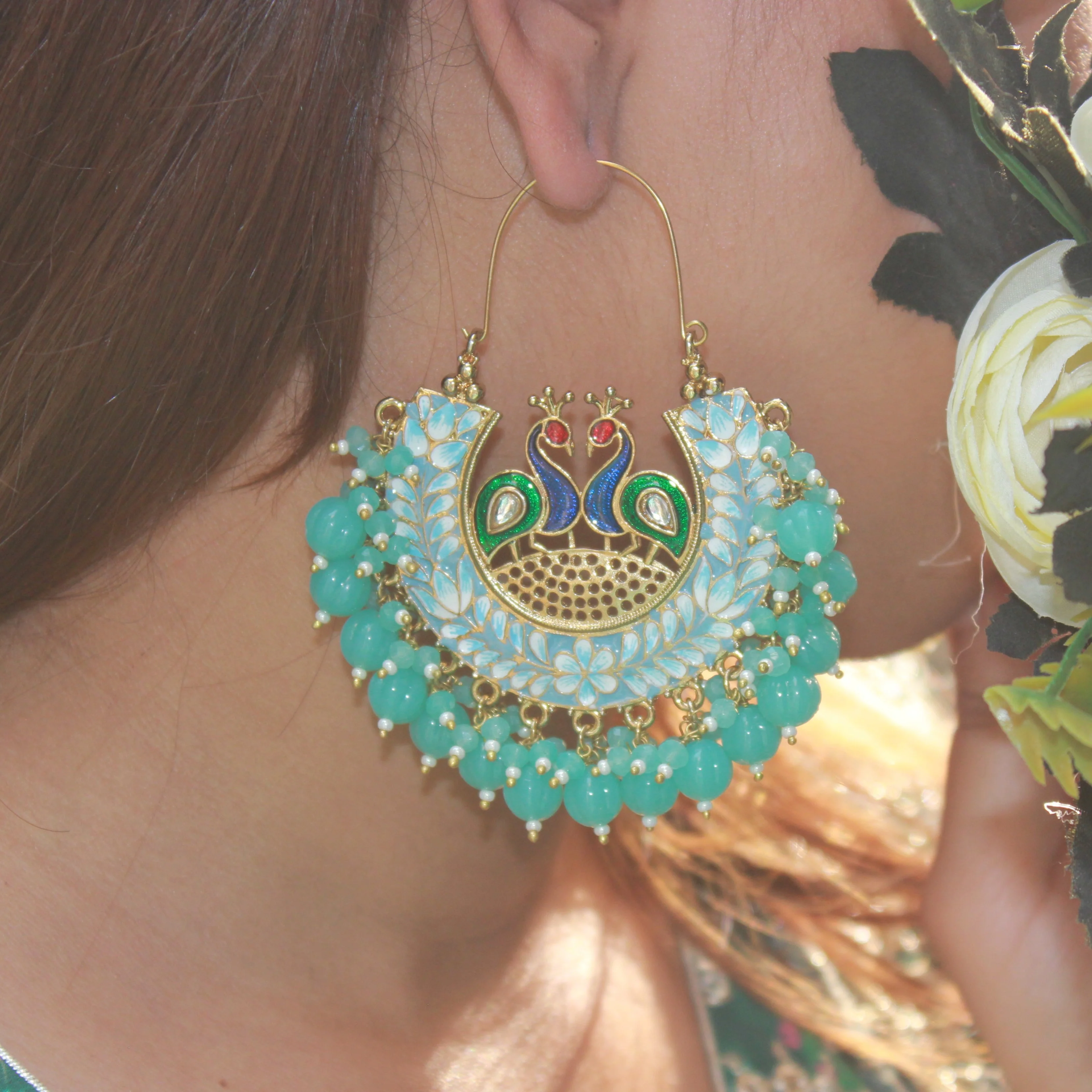 Meenakari Jhumki Earring with hanging beads by Leshya - Image 7