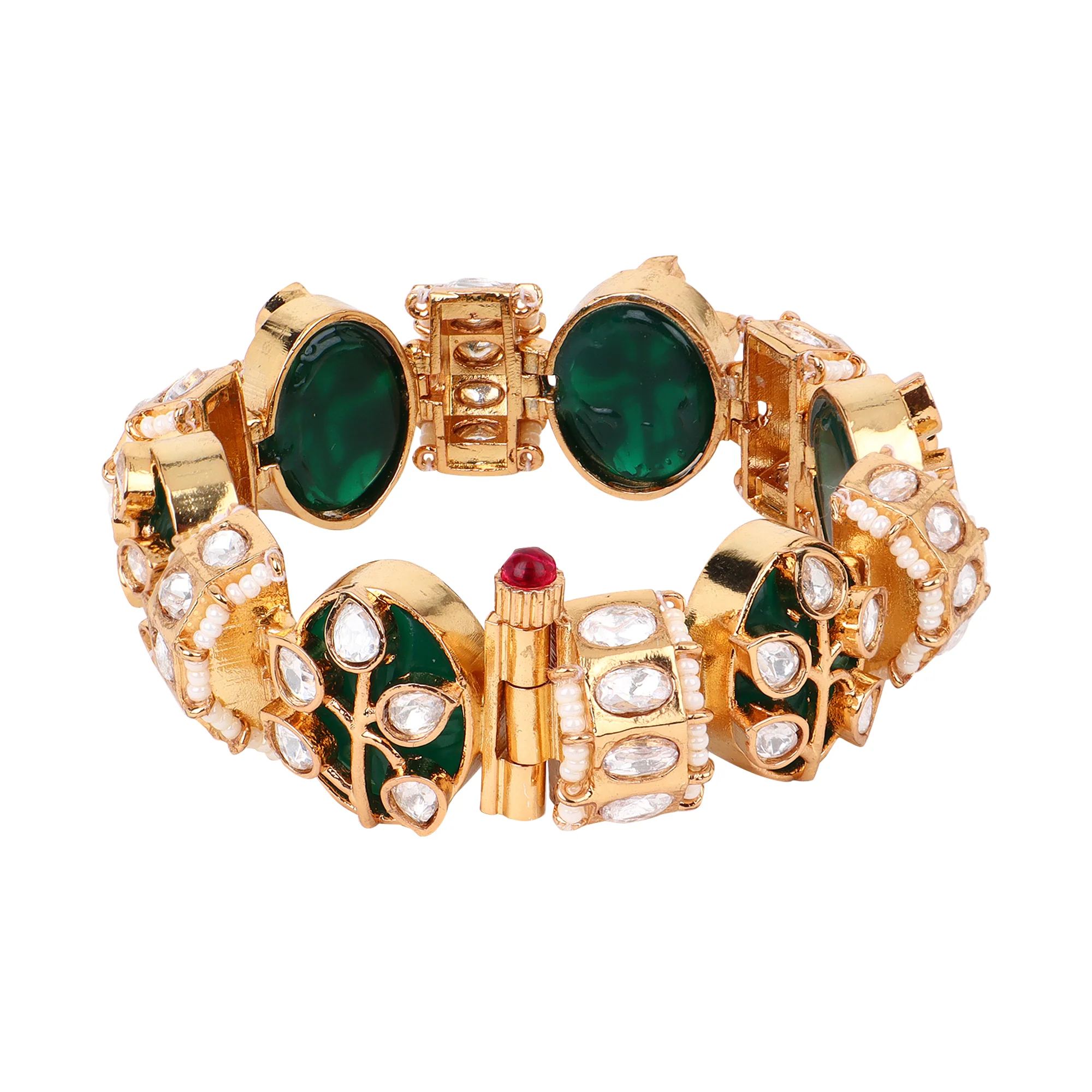 Meenakari Kundan Beaded chain bracelet - Image 4