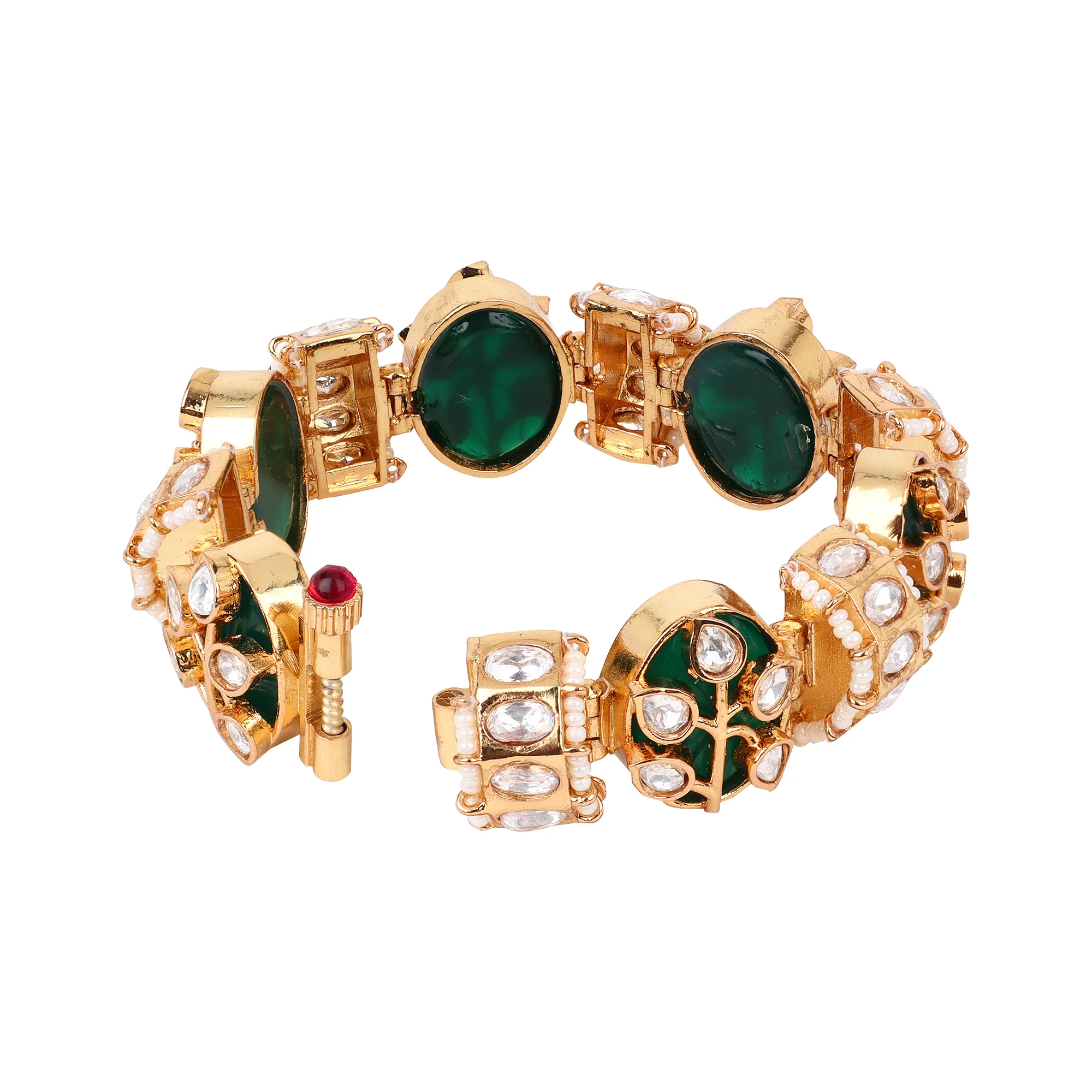 Meenakari Kundan Beaded chain bracelet - Image 5