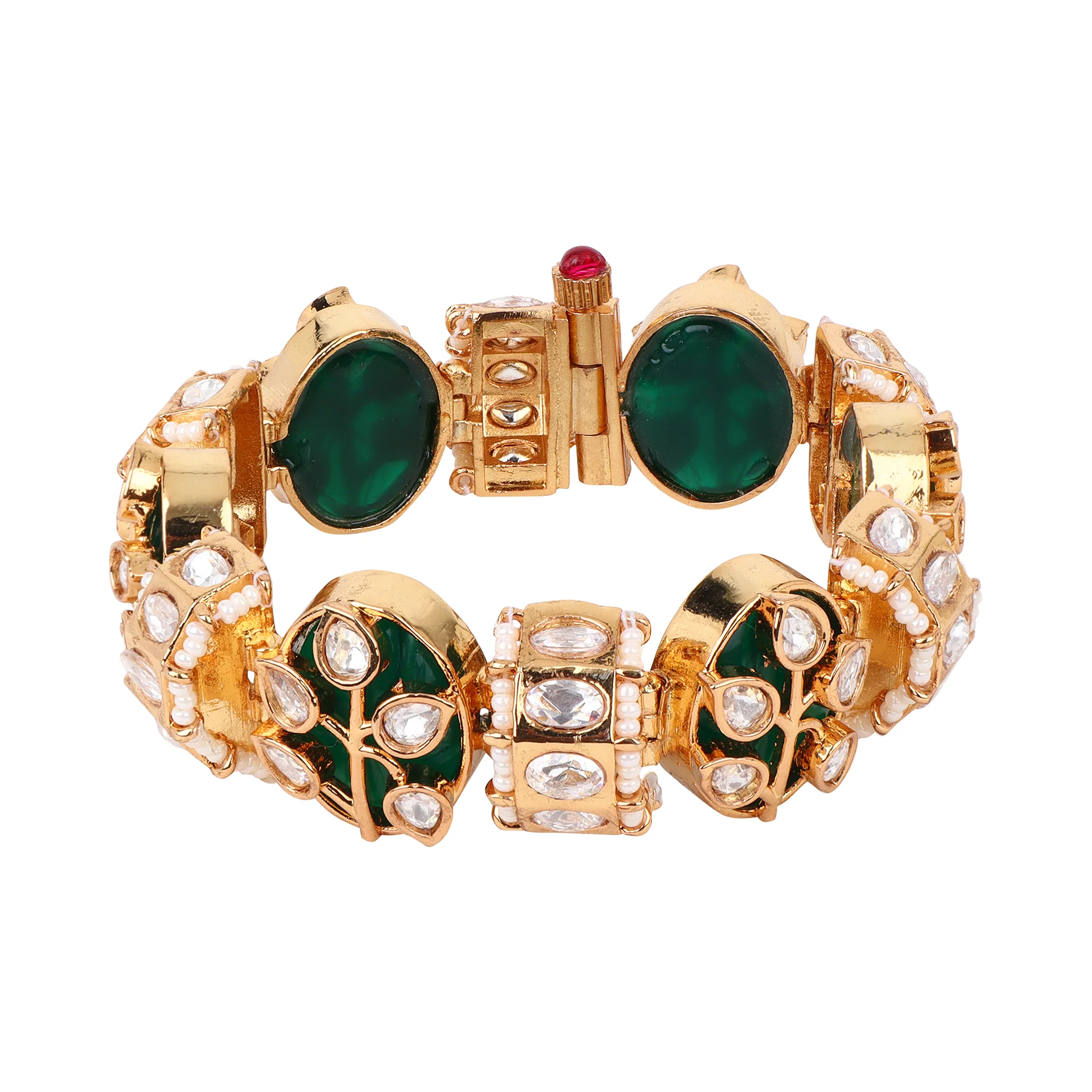 Meenakari Kundan Beaded chain bracelet - Image 6