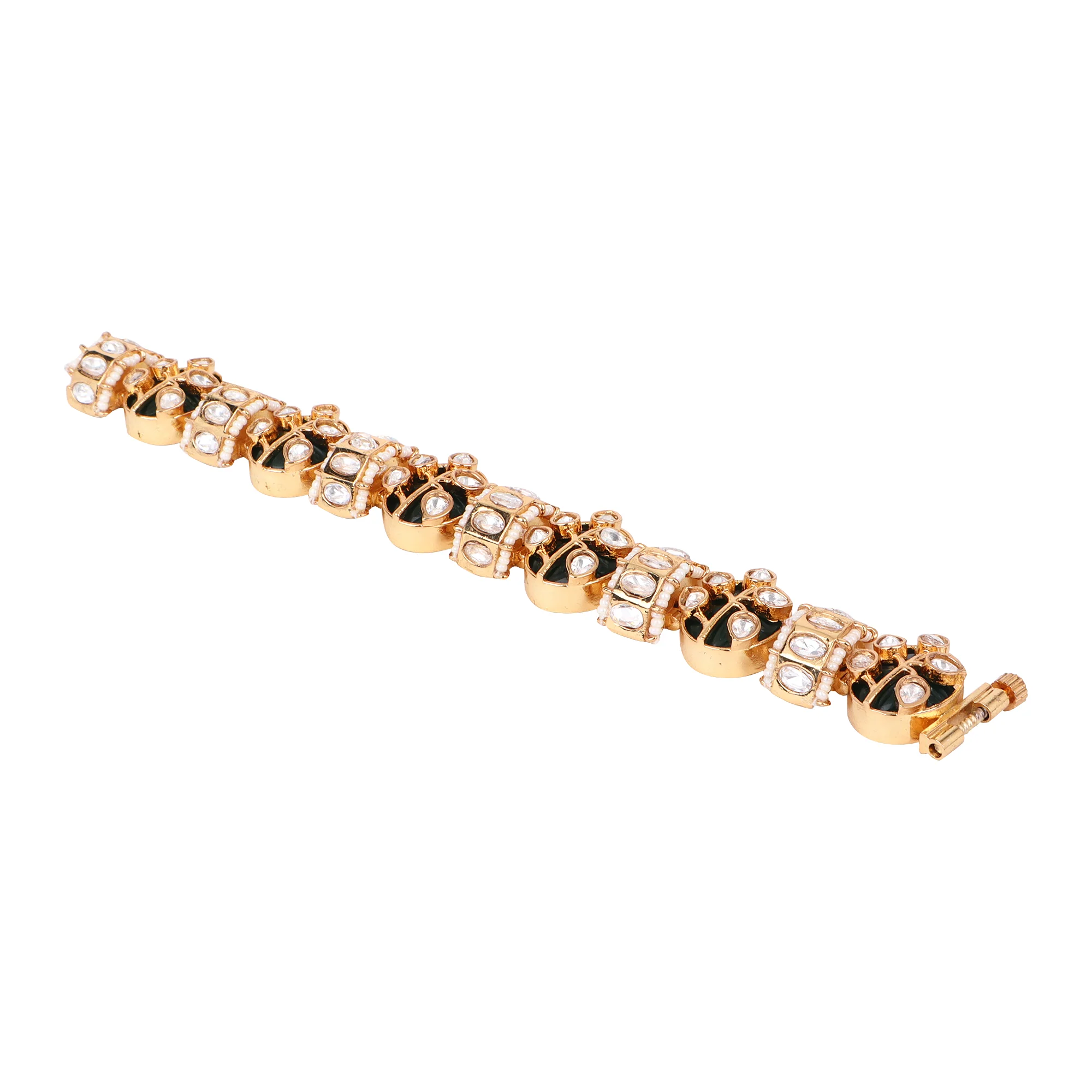 Meenakari Kundan Beaded chain bracelet - Image 7