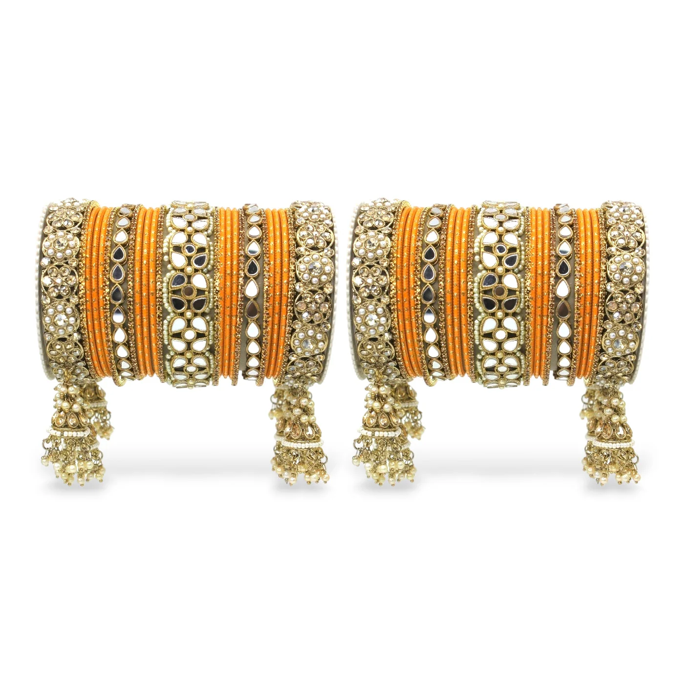 Mirror Style Bangle set with Jhumki for two hands by Leshya - Image 11