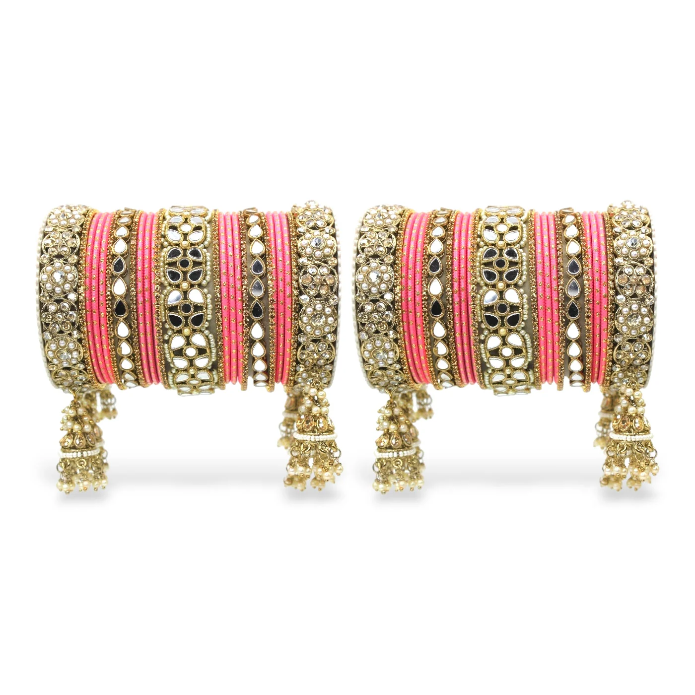 Mirror Style Bangle set with Jhumki for two hands by Leshya - Image 5