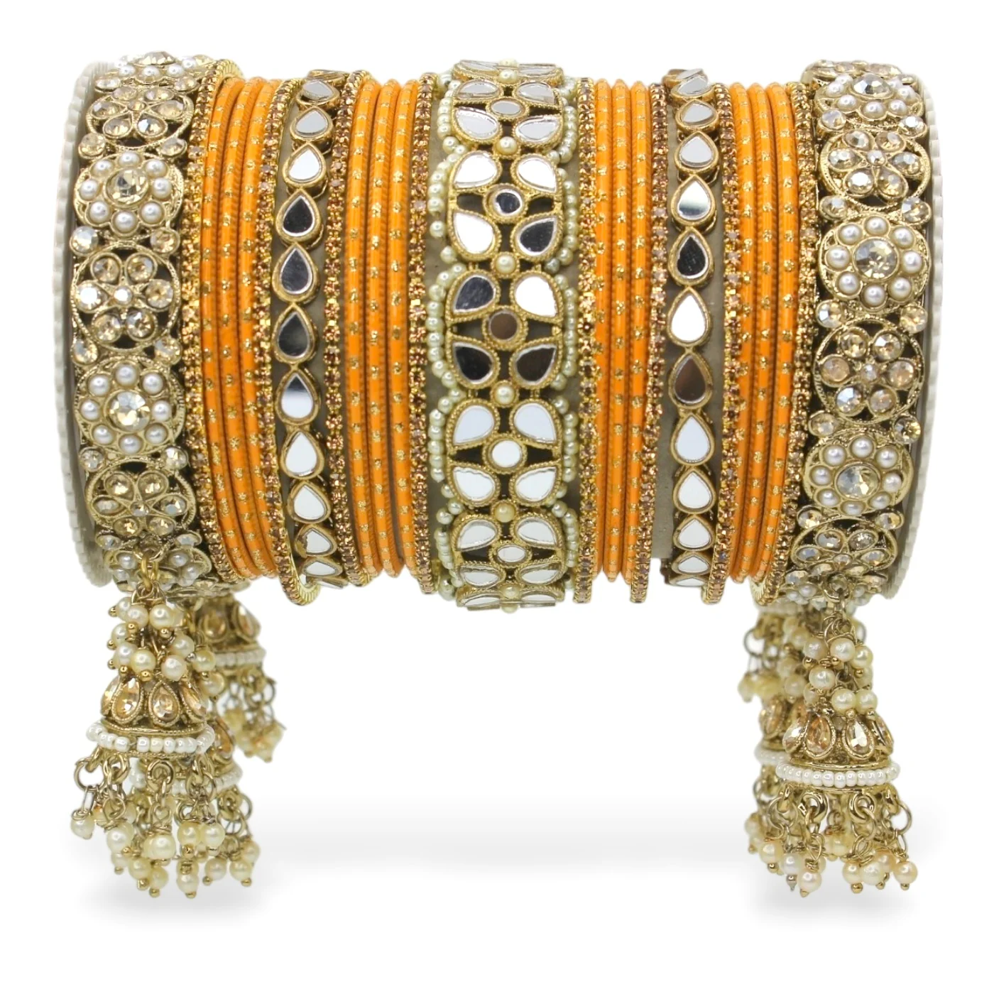 Mirror Style Bangle set with Jhumki for two hands by Leshya - Image 12