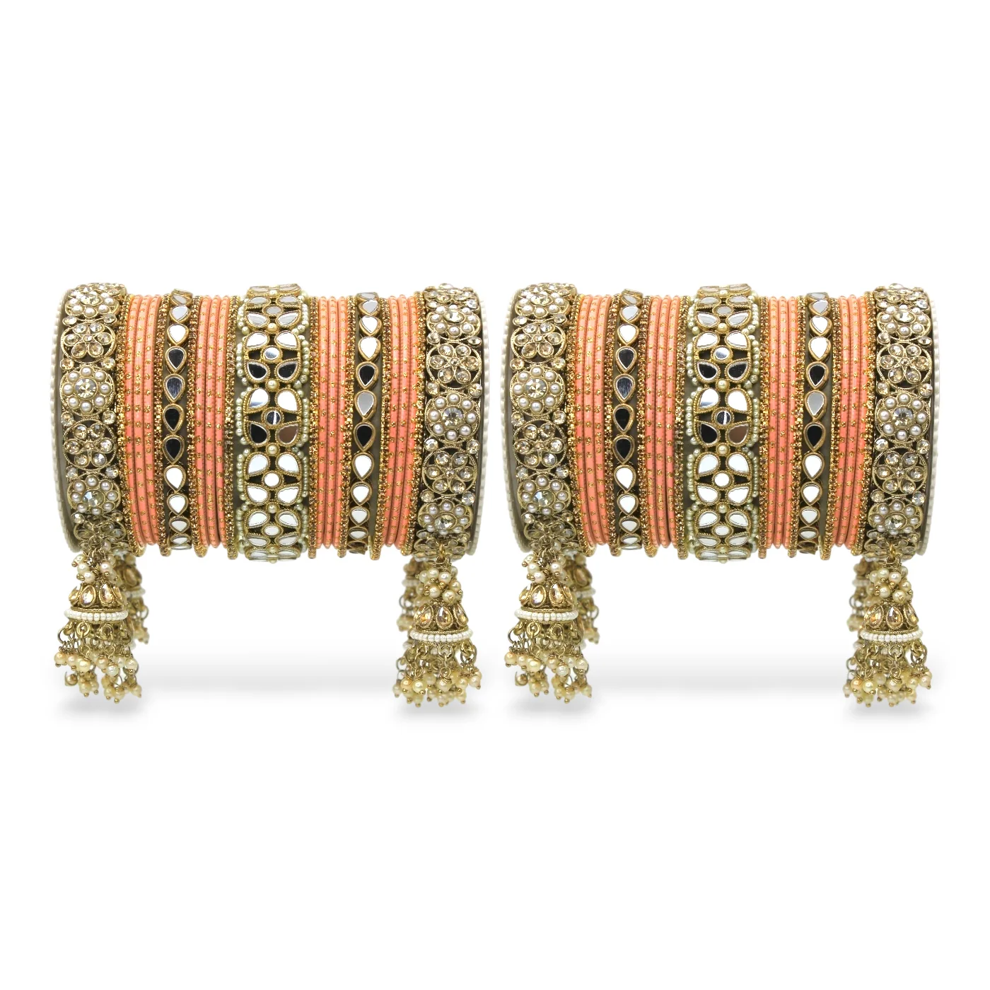 Mirror Style Bangle set with Jhumki for two hands by Leshya - Image 13