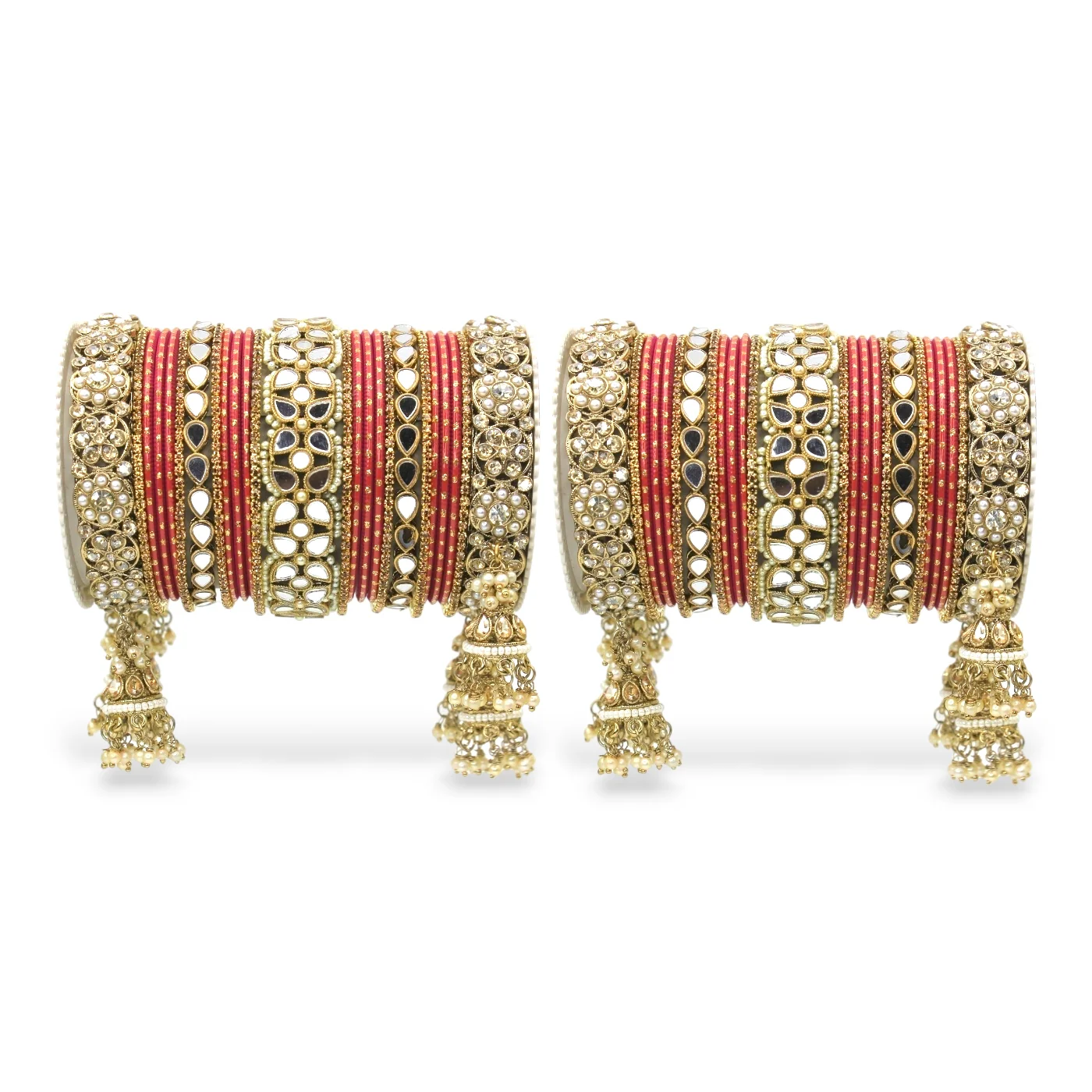 Mirror Style Bangle set with Jhumki for two hands by Leshya - Image 17