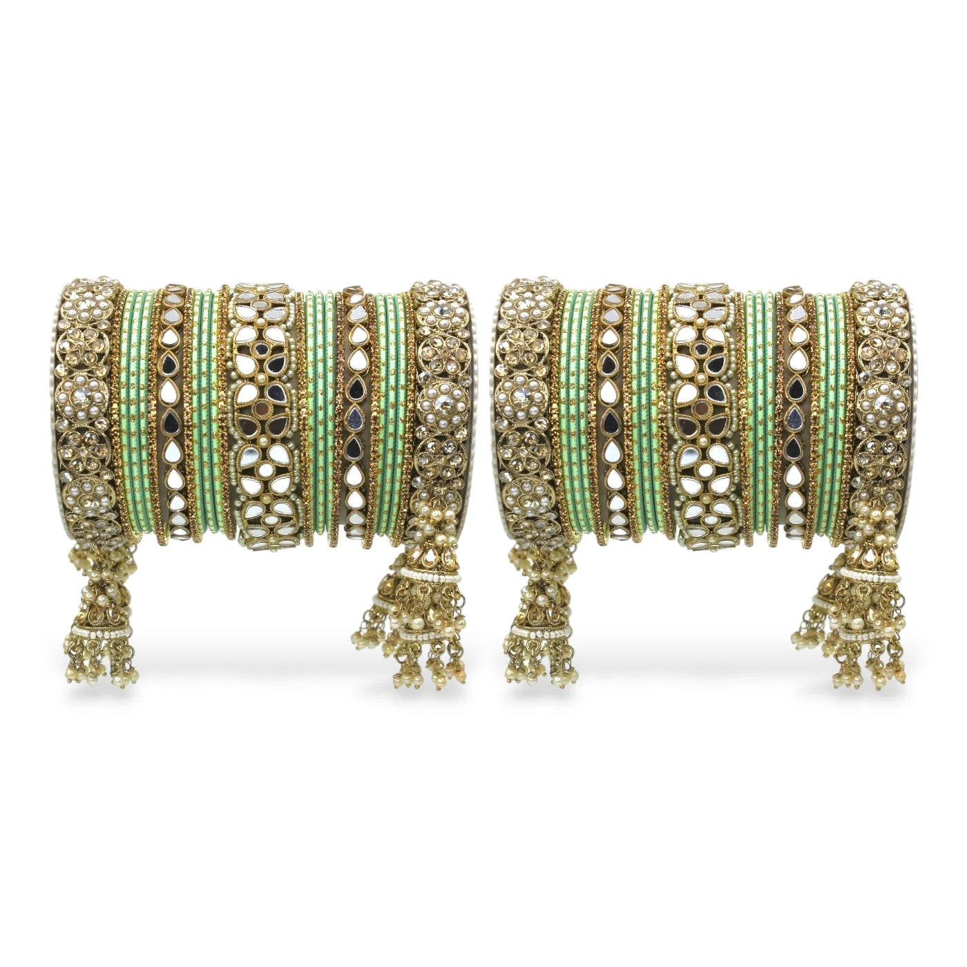 Mirror Style Bangle set with Jhumki for two hands by Leshya - Image 18