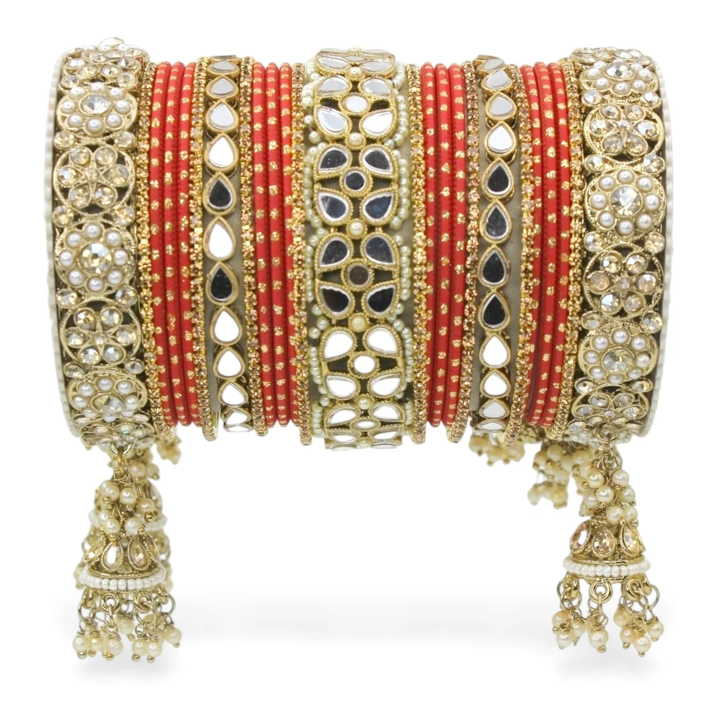 Mirror Style Bangle set with Jhumki for two hands by Leshya - Image 21