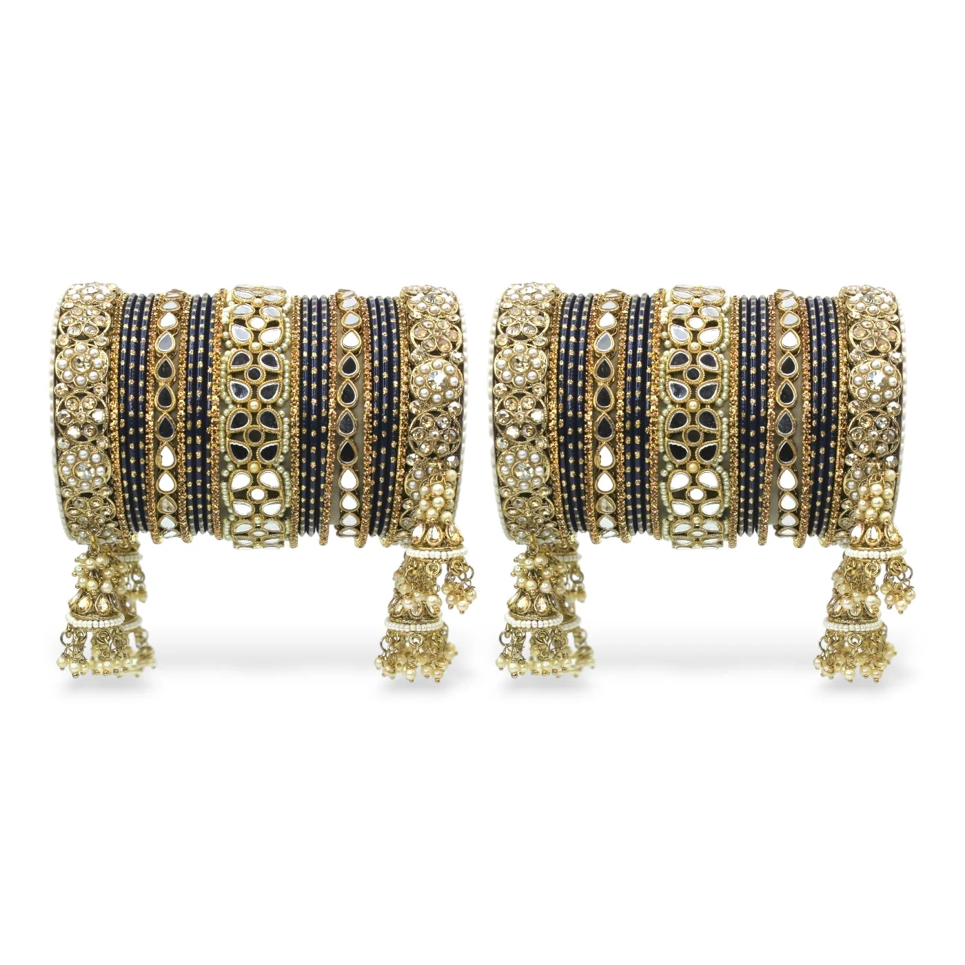 Mirror Style Bangle set with Jhumki for two hands by Leshya - Image 22