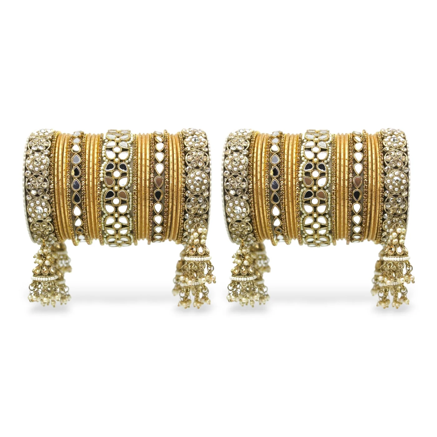 Mirror Style Bangle set with Jhumki for two hands by Leshya - Image 6