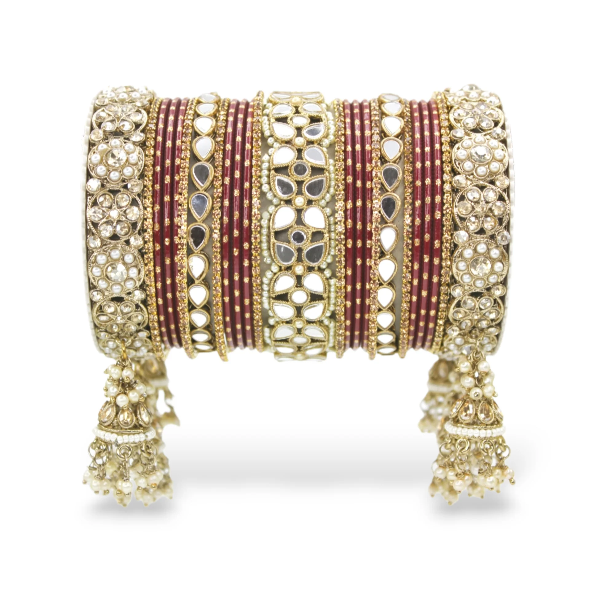 Mirror Style Bangle set with Jhumki for two hands by Leshya - Image 8