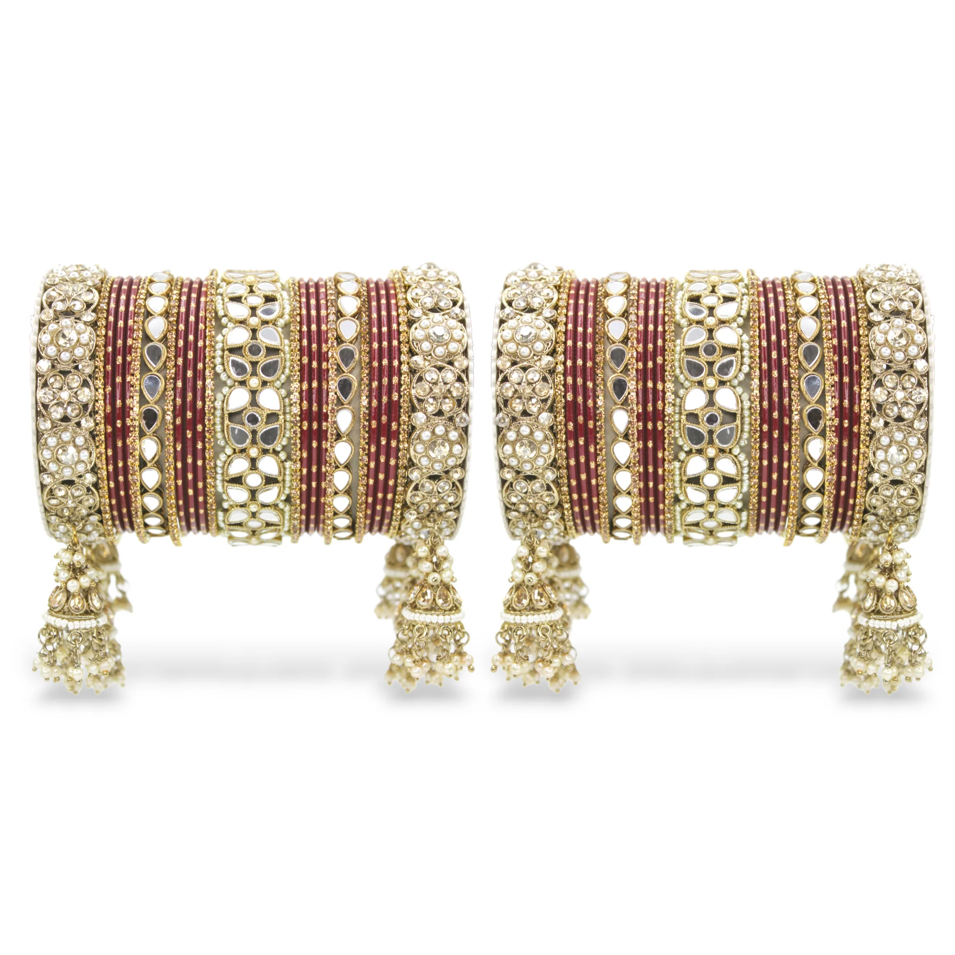 Mirror Style Bangle set with Jhumki for two hands by Leshya - Image 9