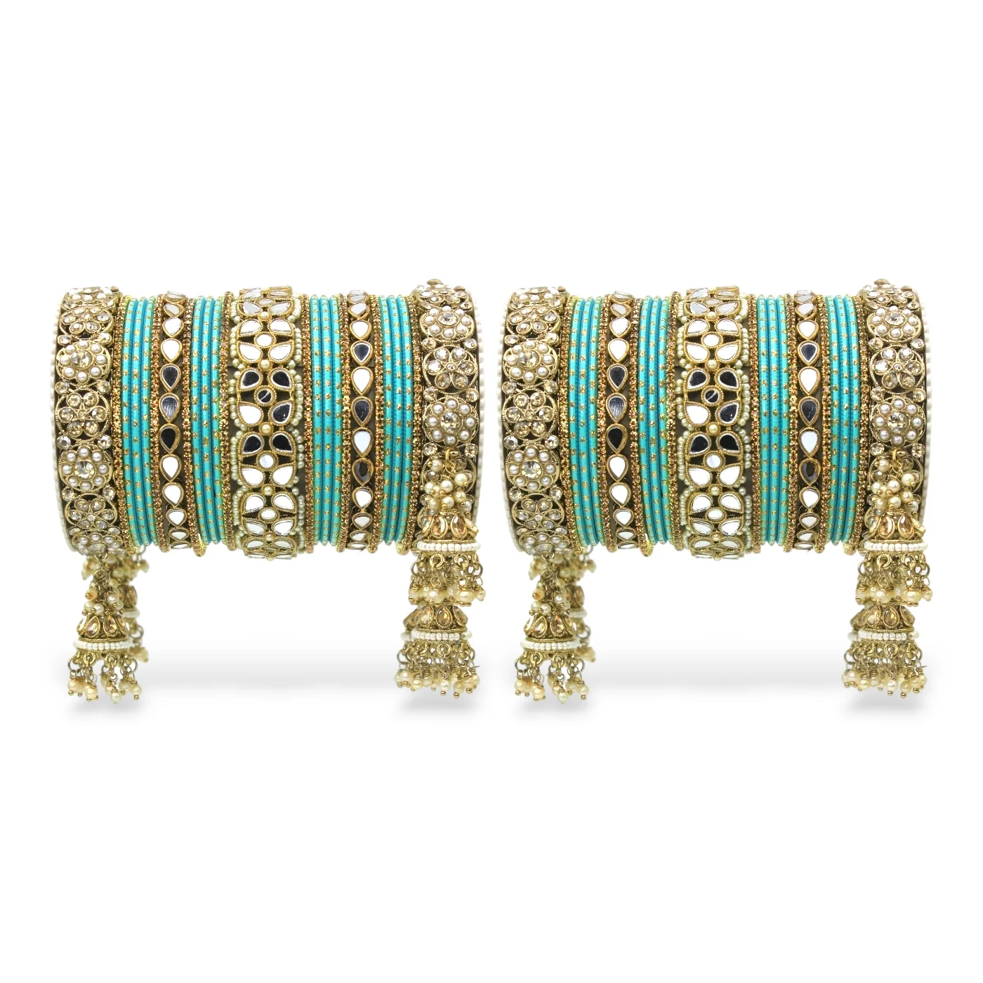 Mirror Style Bangle set with Jhumki for two hands by Leshya - Image 23