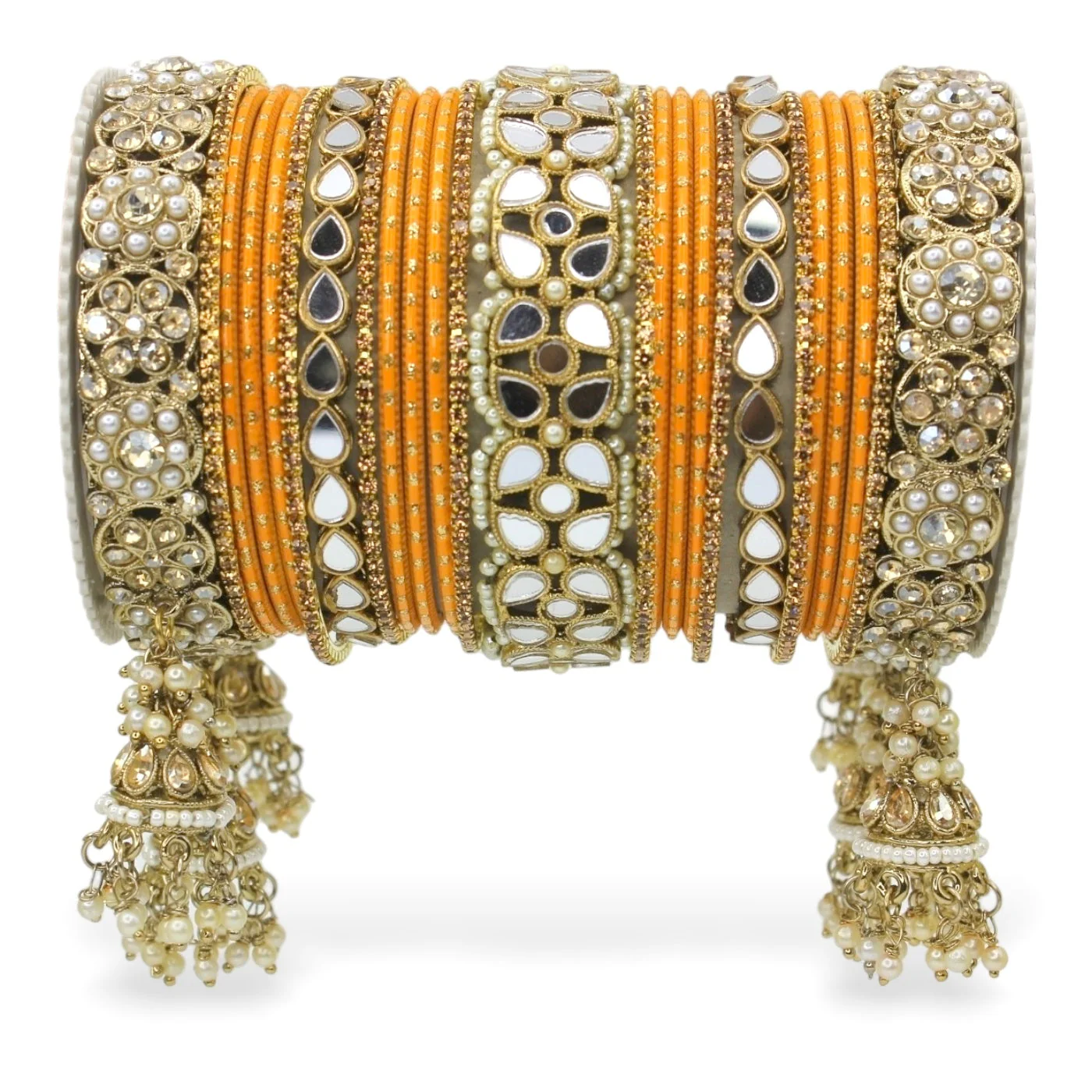 Mirror Style Bangle set with Jhumki for two hands by Leshya - Image 16