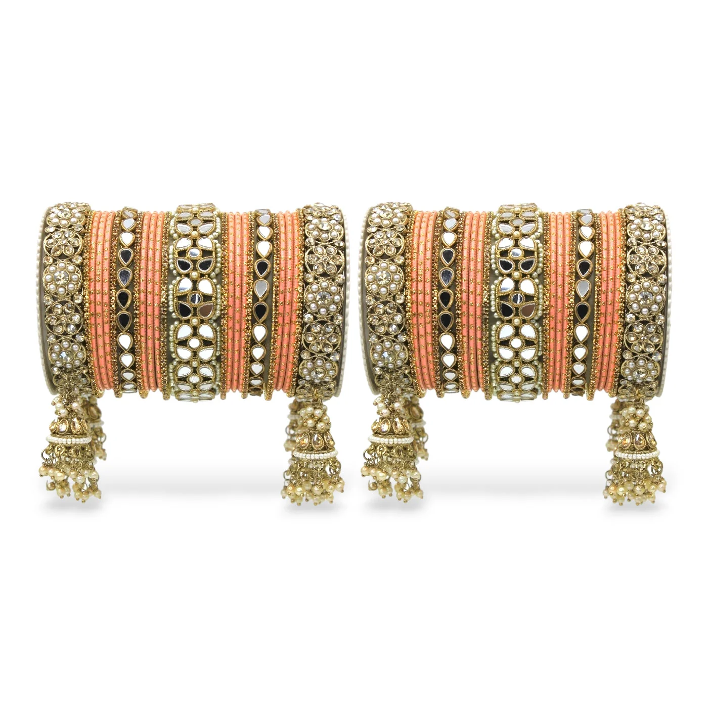 Mirror Style Bangle set with Jhumki for two hands by Leshya - Image 17