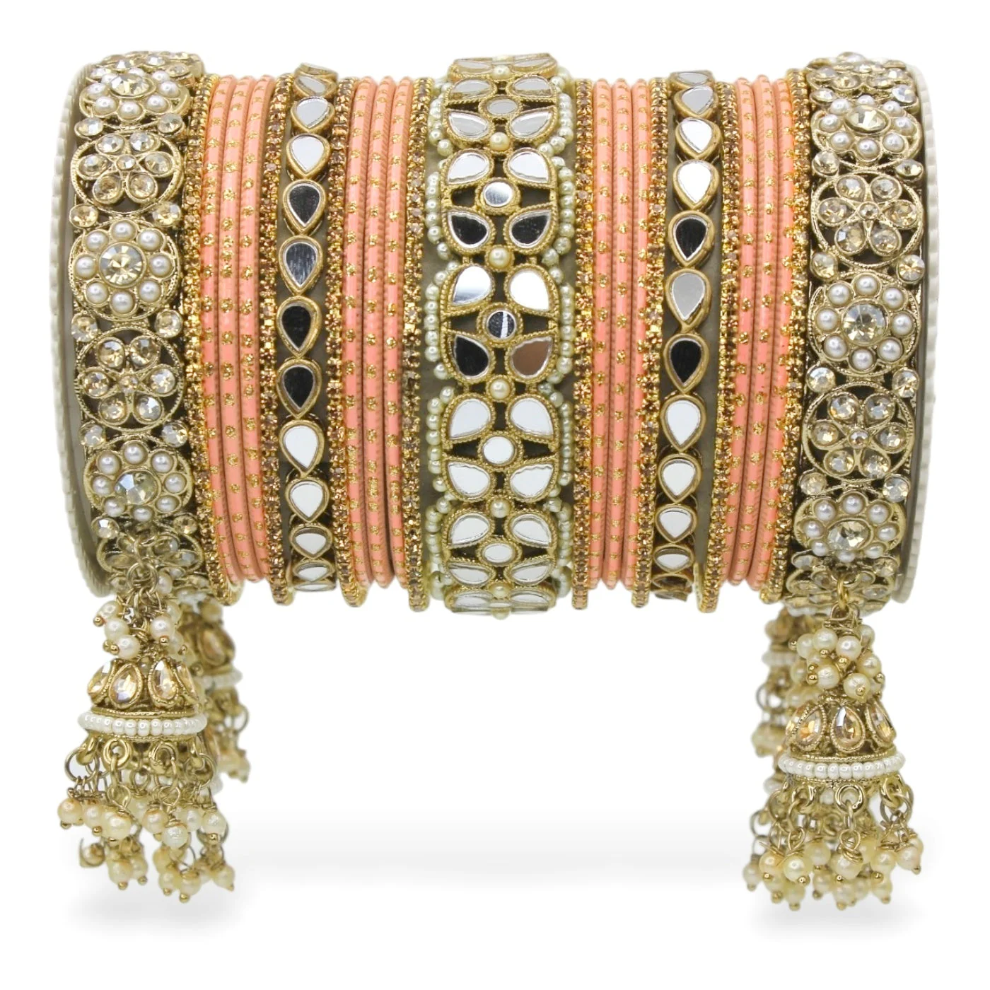 Mirror Style Bangle set with Jhumki for two hands by Leshya - Image 18