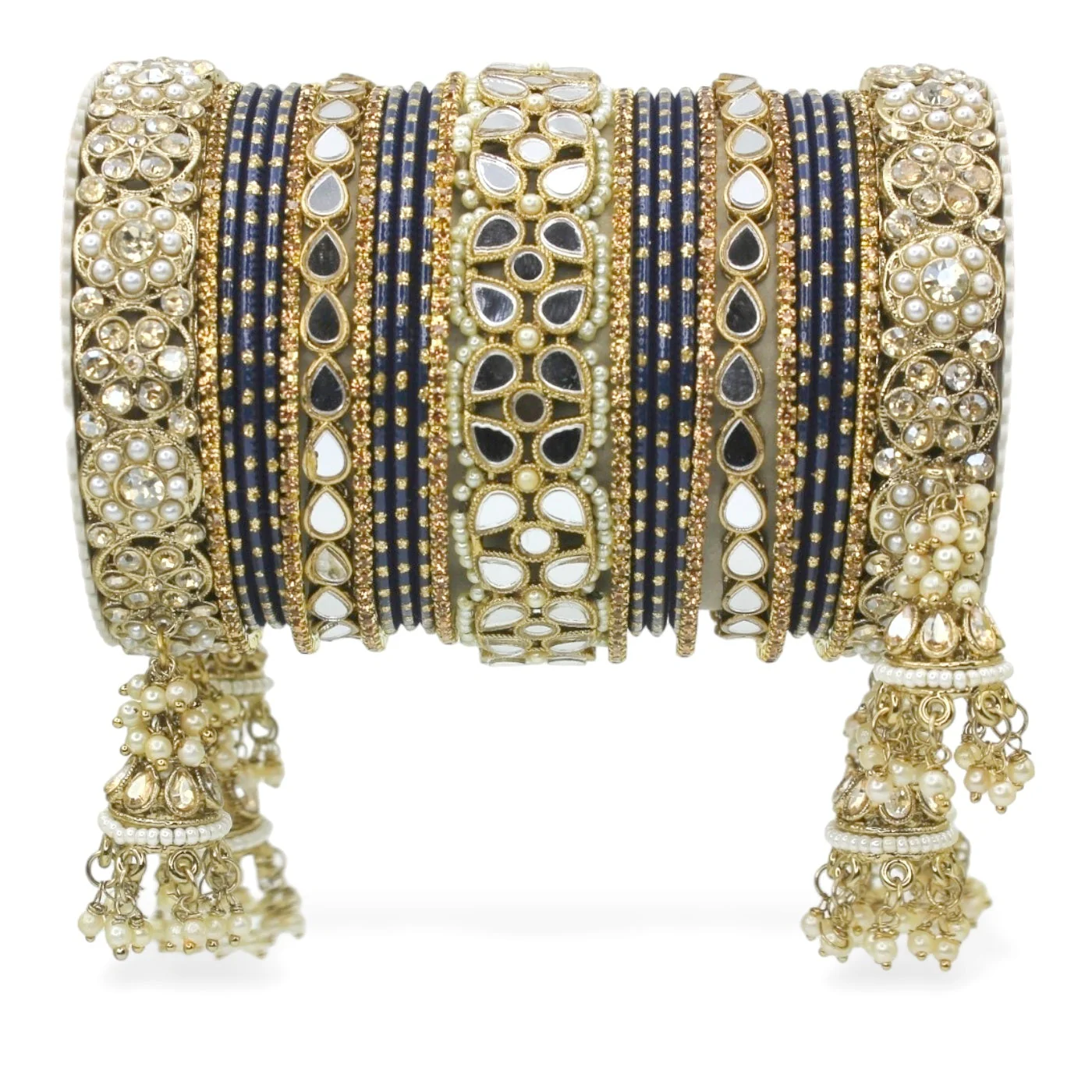 Mirror Style Bangle set with Jhumki for two hands by Leshya - Image 22