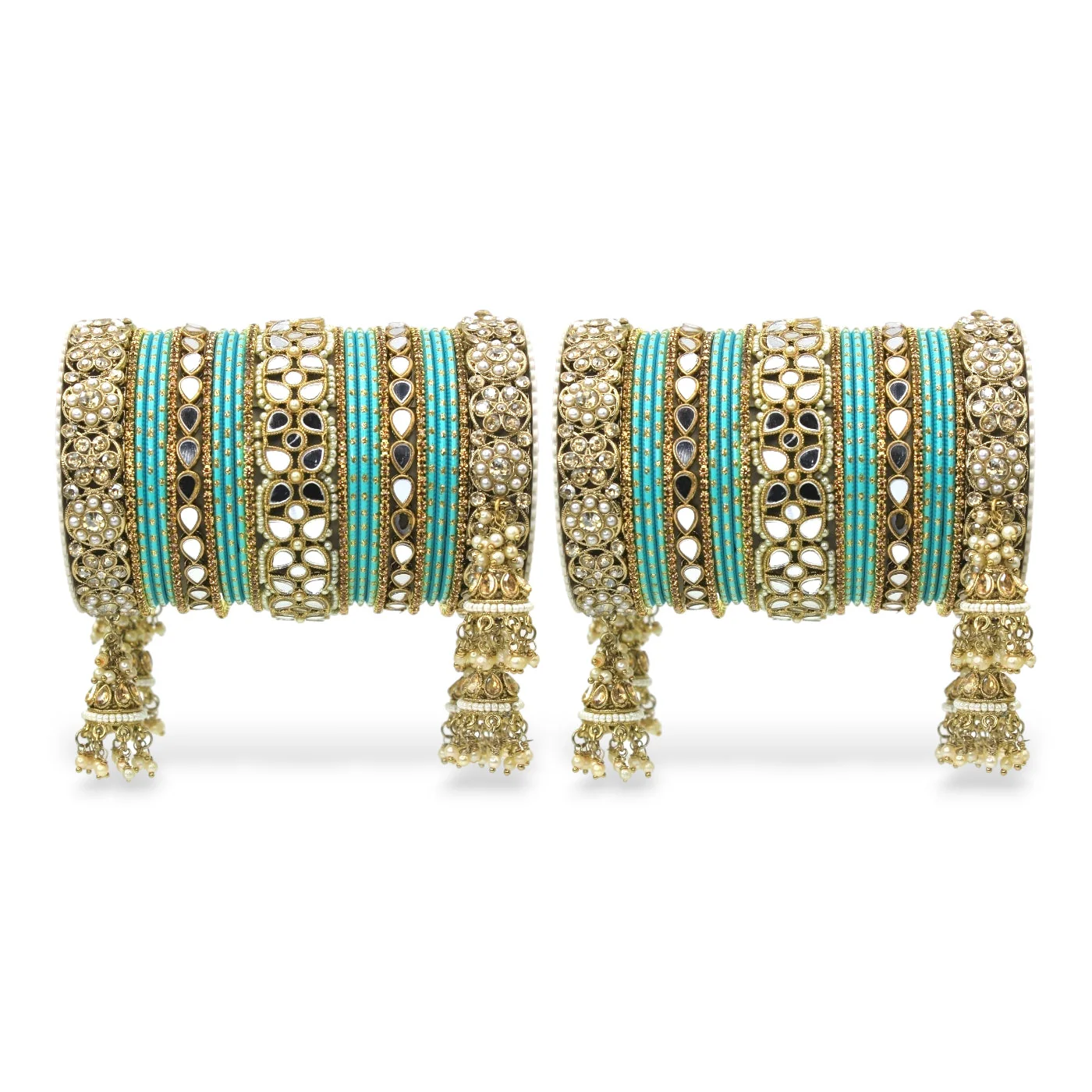 Mirror Style Bangle set with Jhumki for two hands by Leshya - Image 23