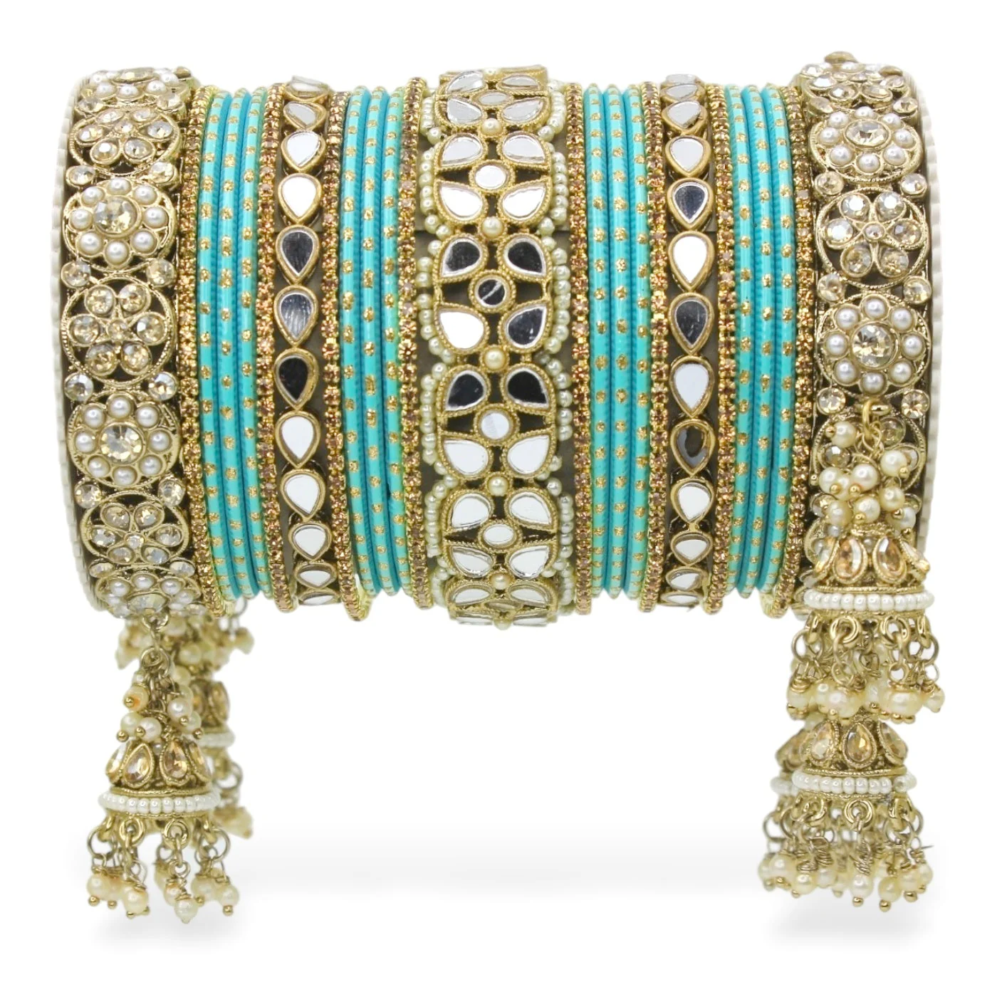 Mirror Style Bangle set with Jhumki for two hands by Leshya - Image 24