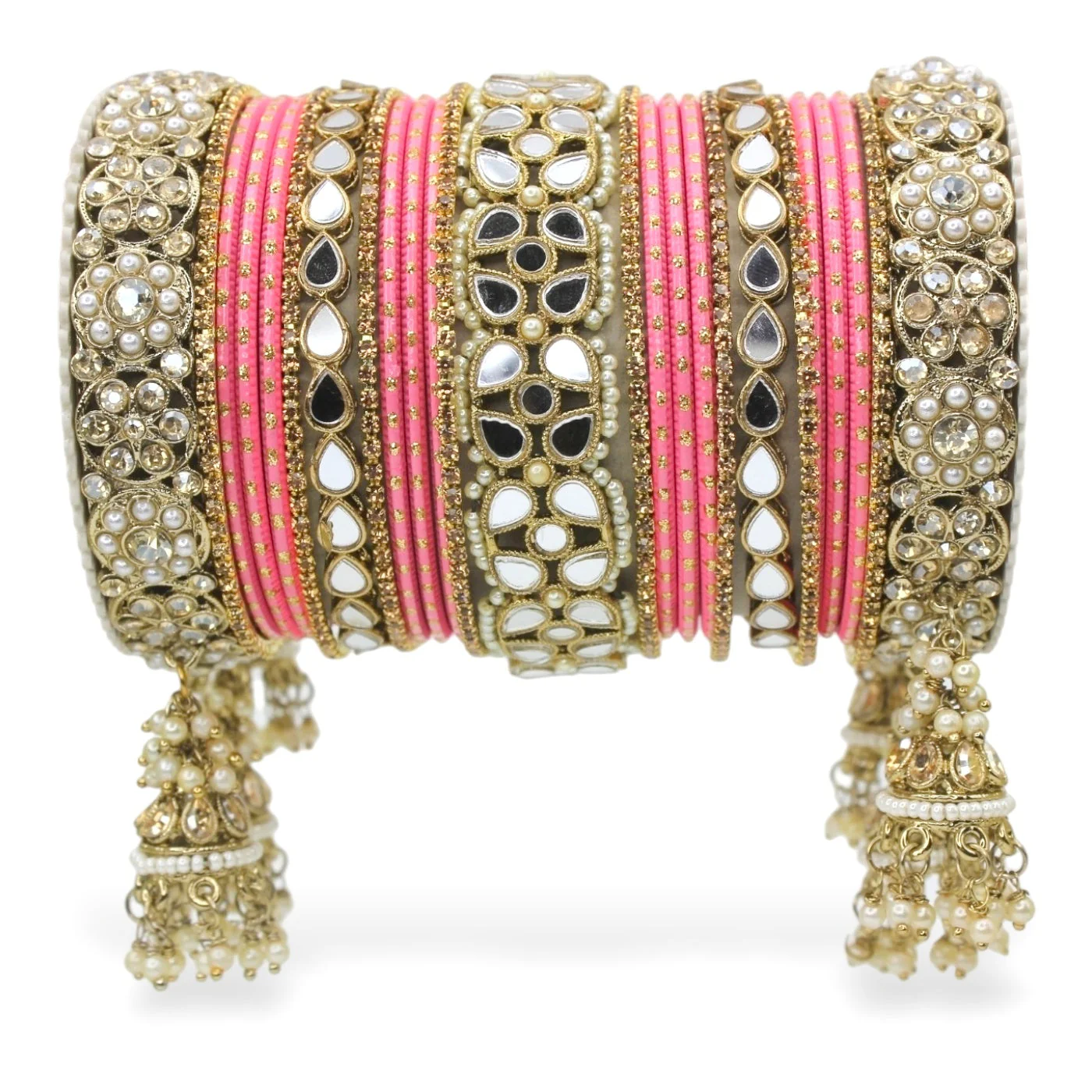 Mirror Style Bangle set with Jhumki for two hands by Leshya - Image 4