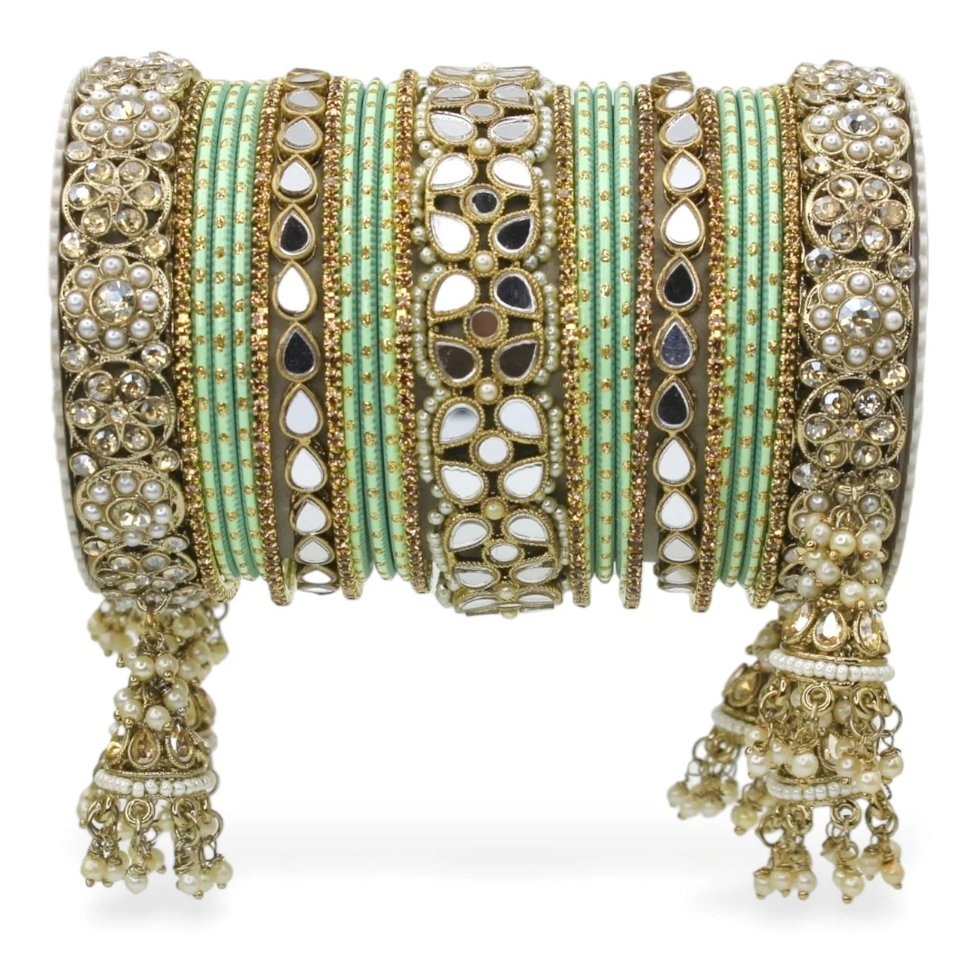 Mirror Style Bangle set with Jhumki for two hands by Leshya - Image 22
