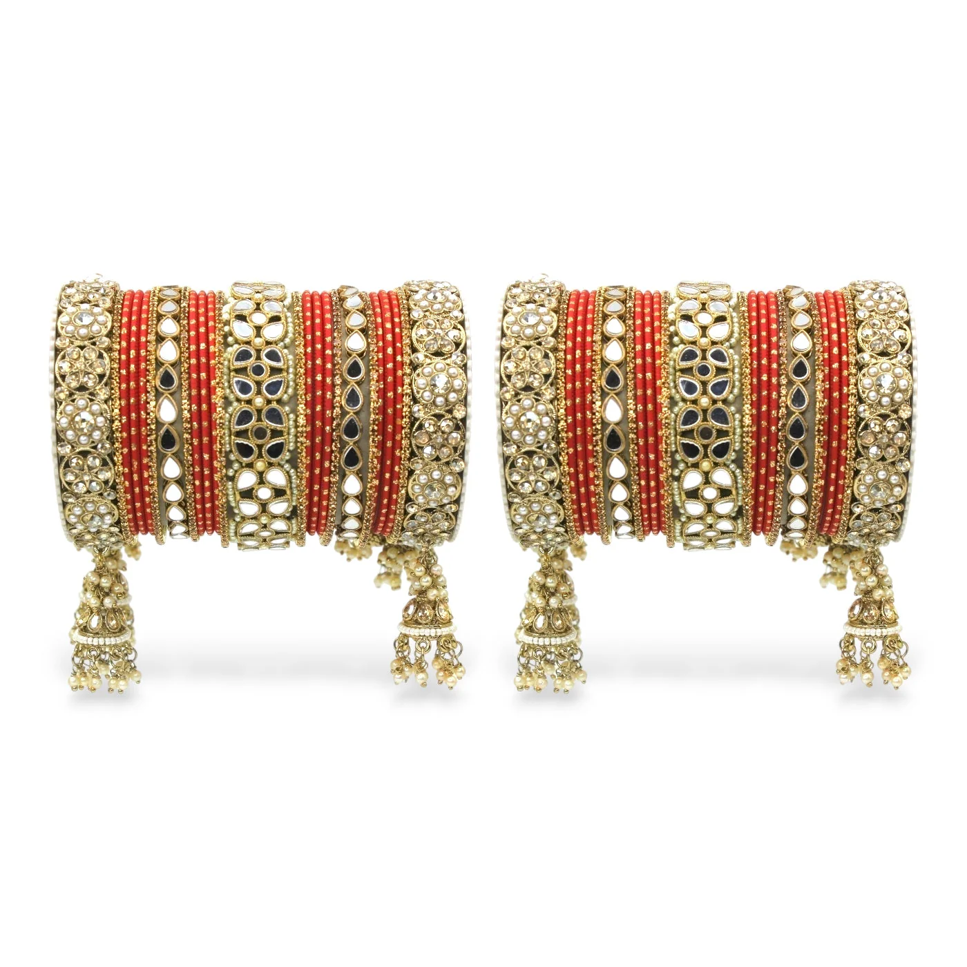 Mirror Style Bangle set with Jhumki for two hands by Leshya - Image 3