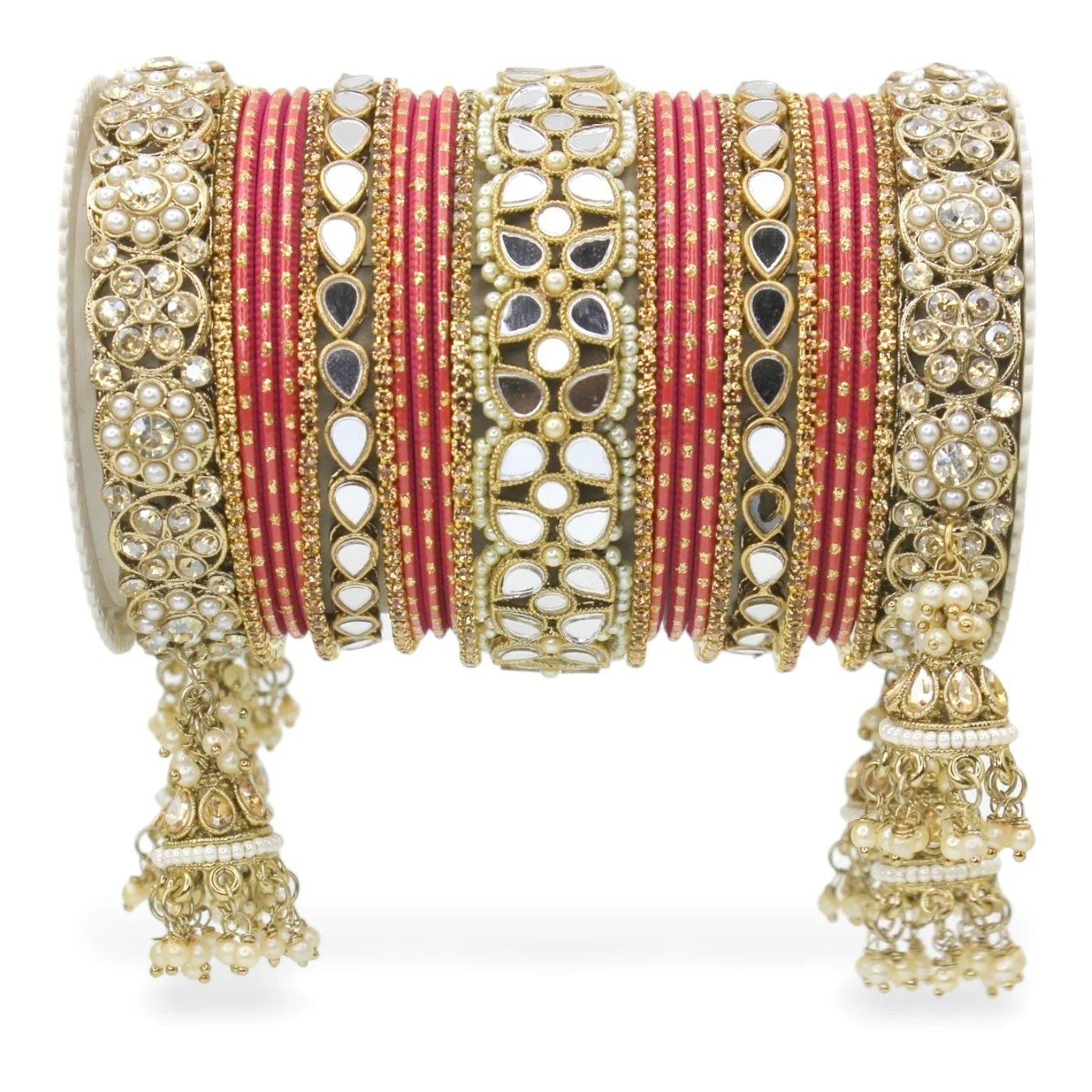 Mirror Style Bangle set with Jhumki for two hands by Leshya - Image 8
