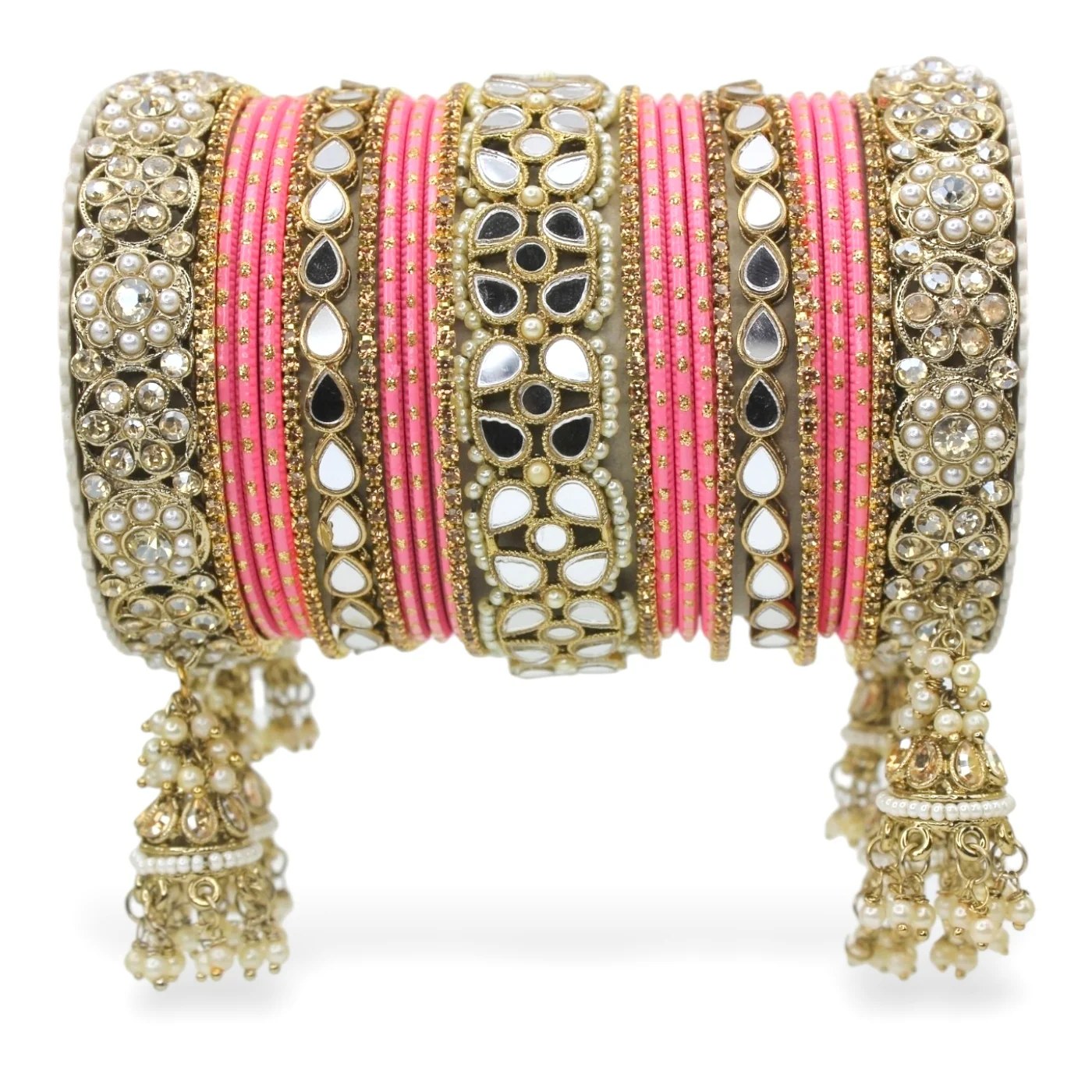 Mirror Style Bangle set with Jhumki for two hands by Leshya - Image 4