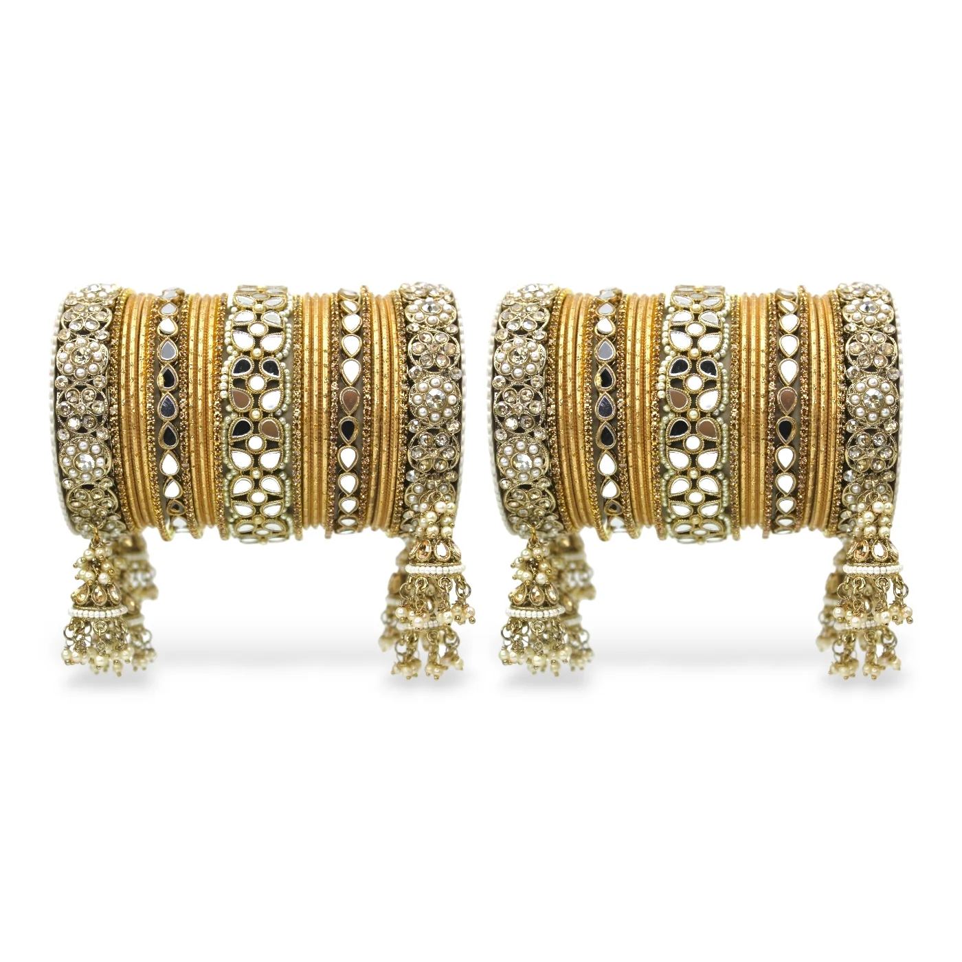 Mirror Style Bangle set with Jhumki for two hands by Leshya - Image 5