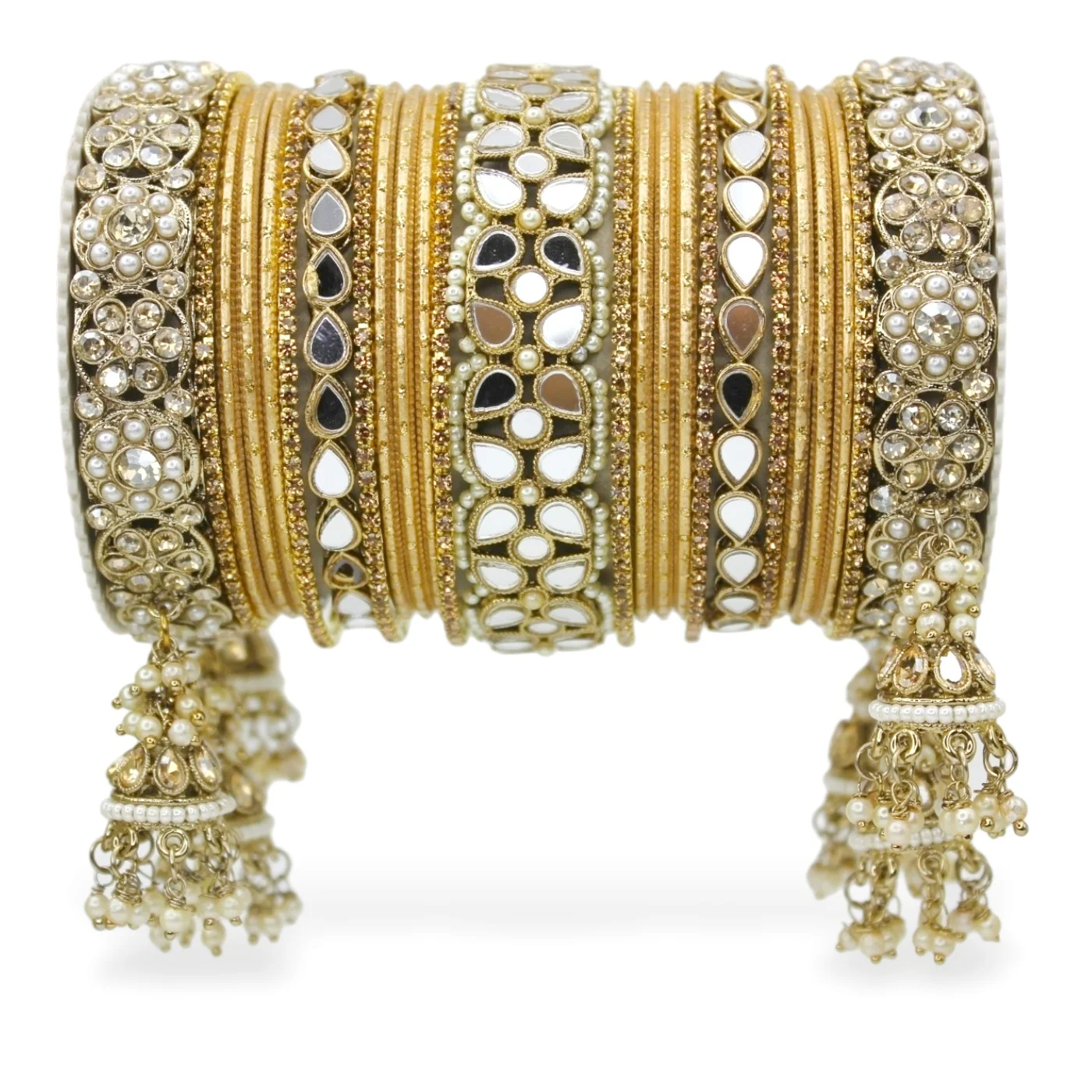 Mirror Style Bangle set with Jhumki for two hands by Leshya - Image 6