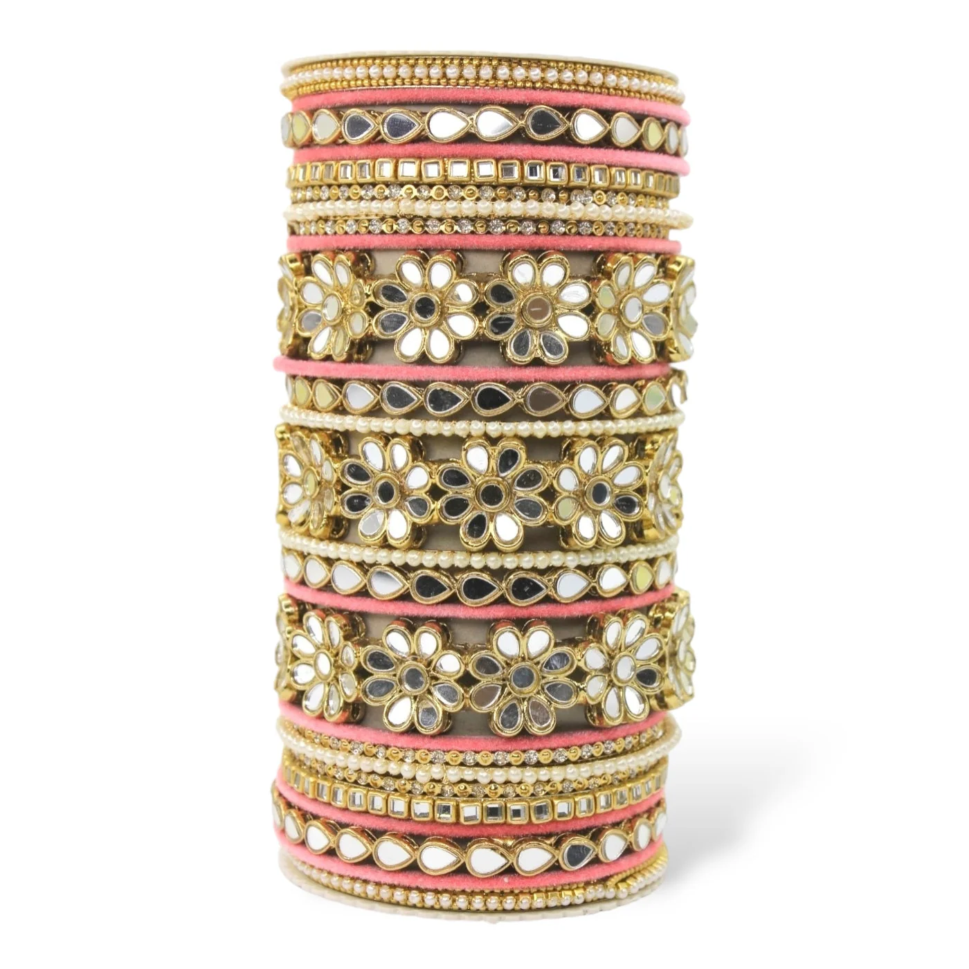 Mirrored Bridal Bangle Set with Silk thread Bangles by Leshya - Image 6