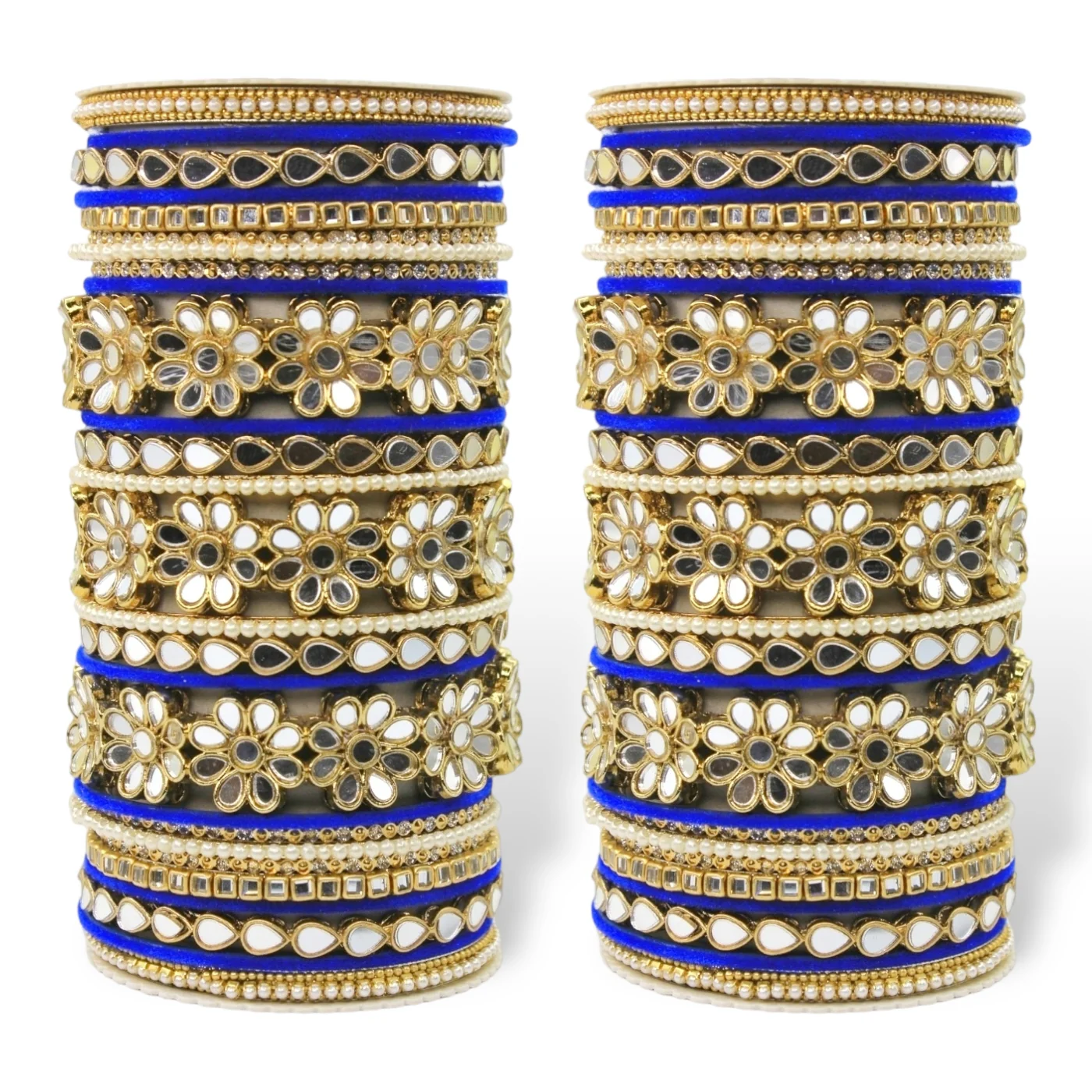 Mirrored Bridal Bangle Set with Silk thread Bangles by Leshya - Image 15