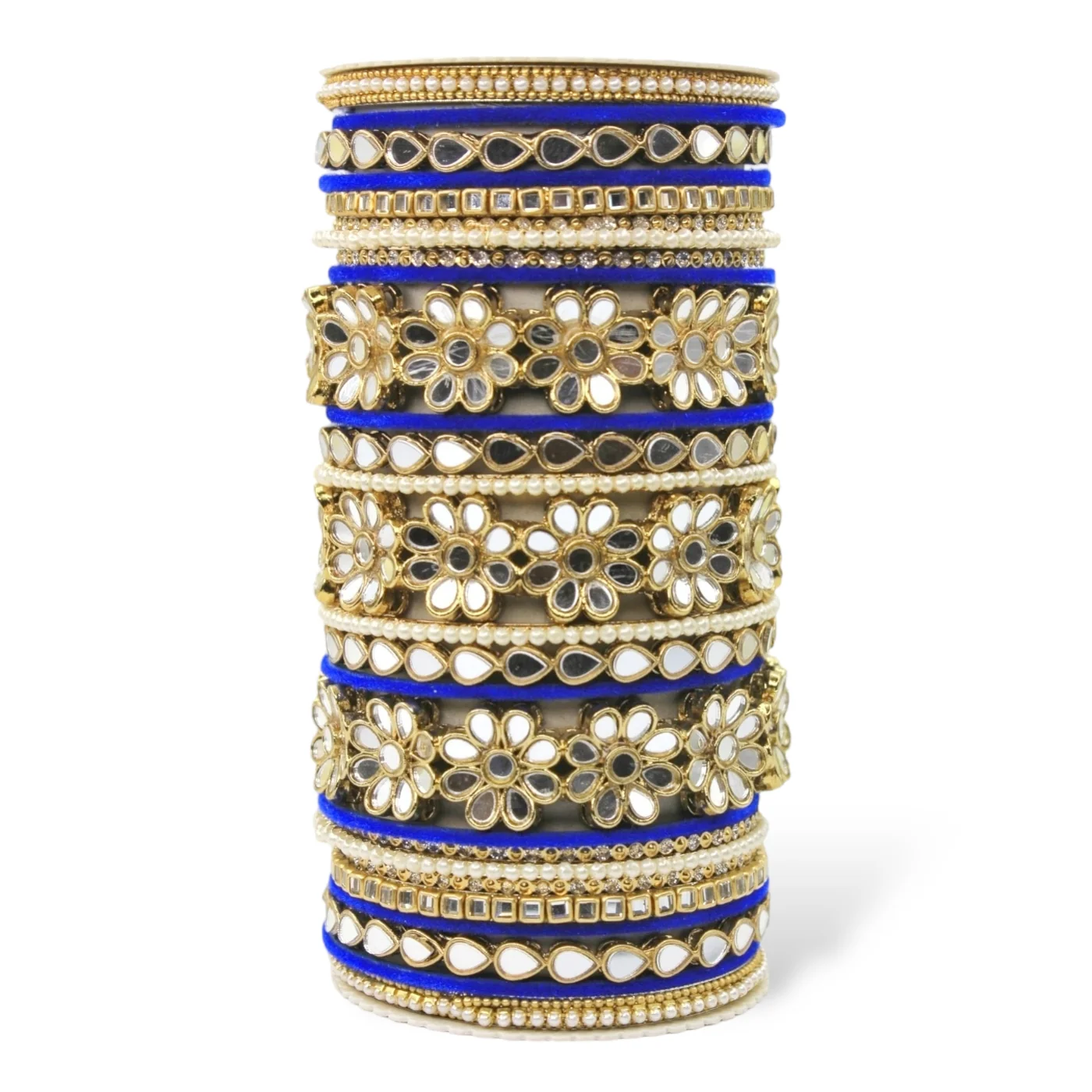 Mirrored Bridal Bangle Set with Silk thread Bangles by Leshya - Image 16