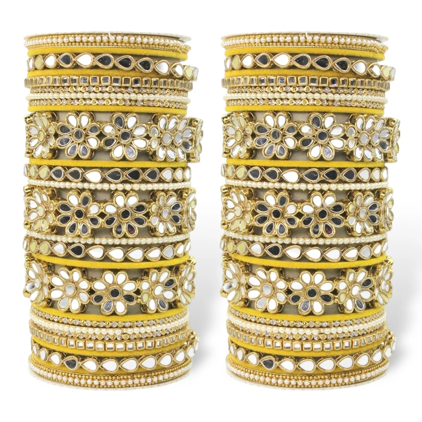 Mirrored Bridal Bangle Set with Silk thread Bangles by Leshya - Image 19