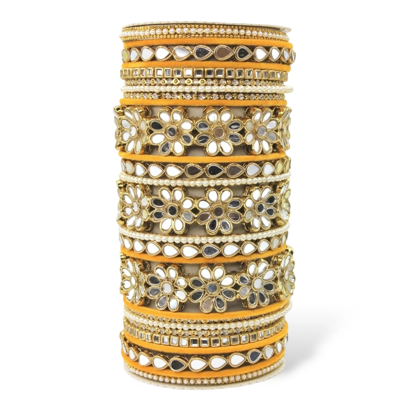 Mirrored Bridal Bangle Set with Silk thread Bangles by Leshya - Image 12