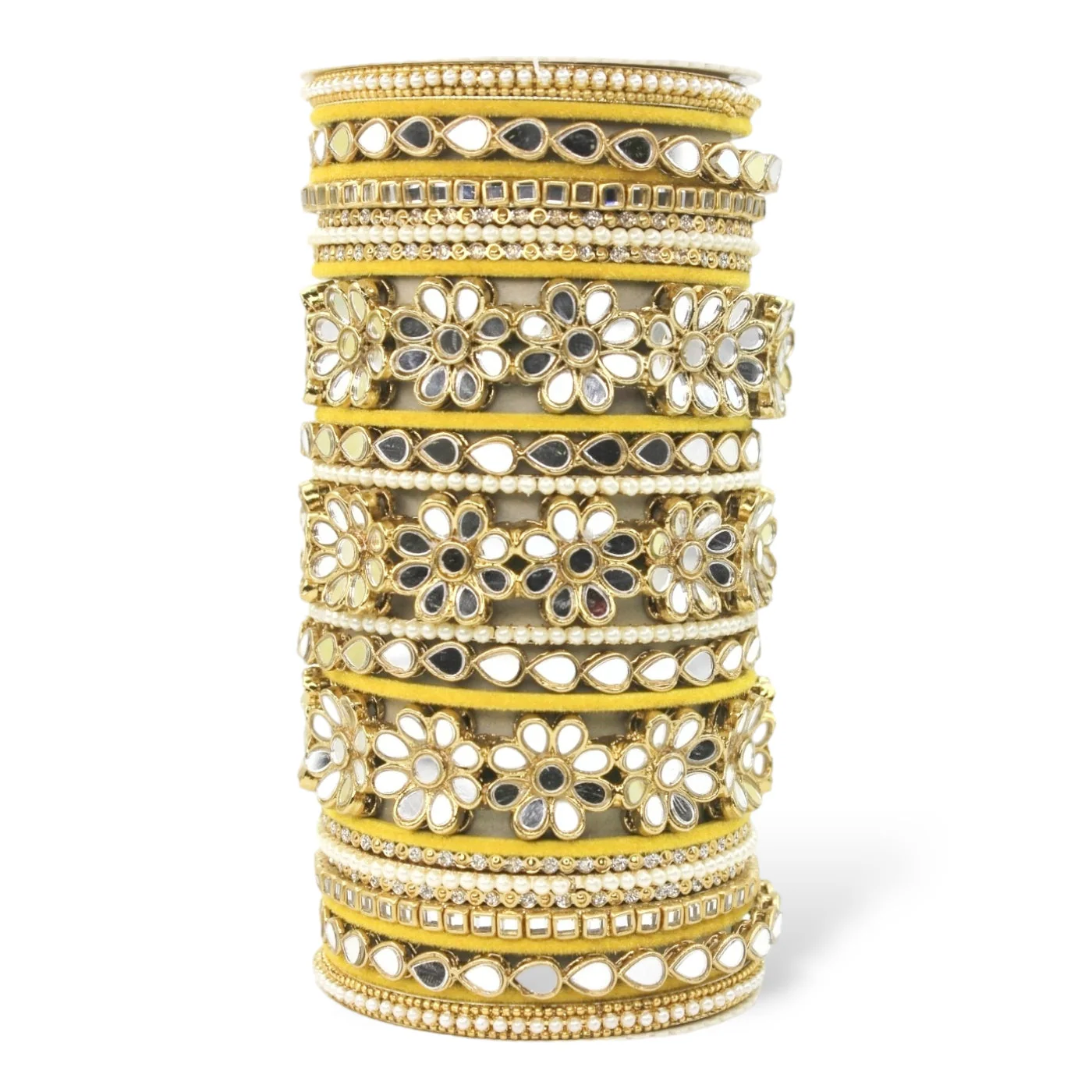Mirrored Bridal Bangle Set with Silk thread Bangles by Leshya - Image 20
