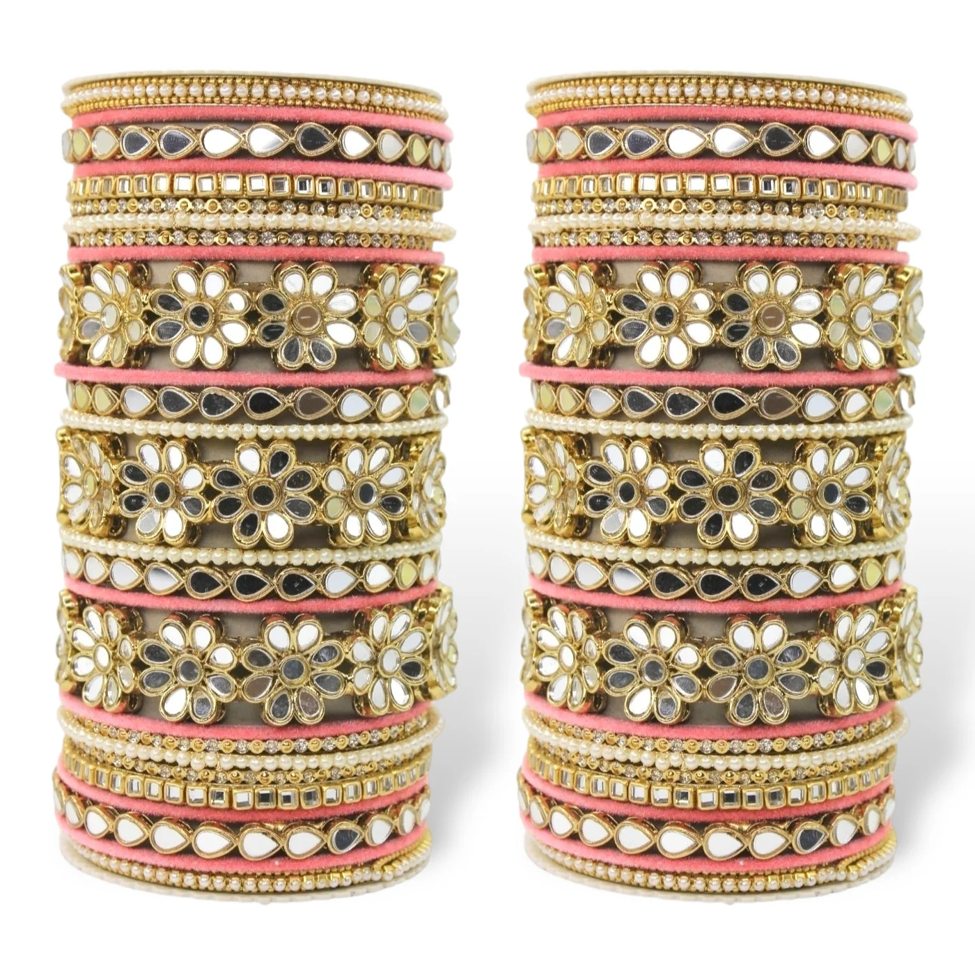 Mirrored Bridal Bangle Set with Silk thread Bangles by Leshya - Image 3