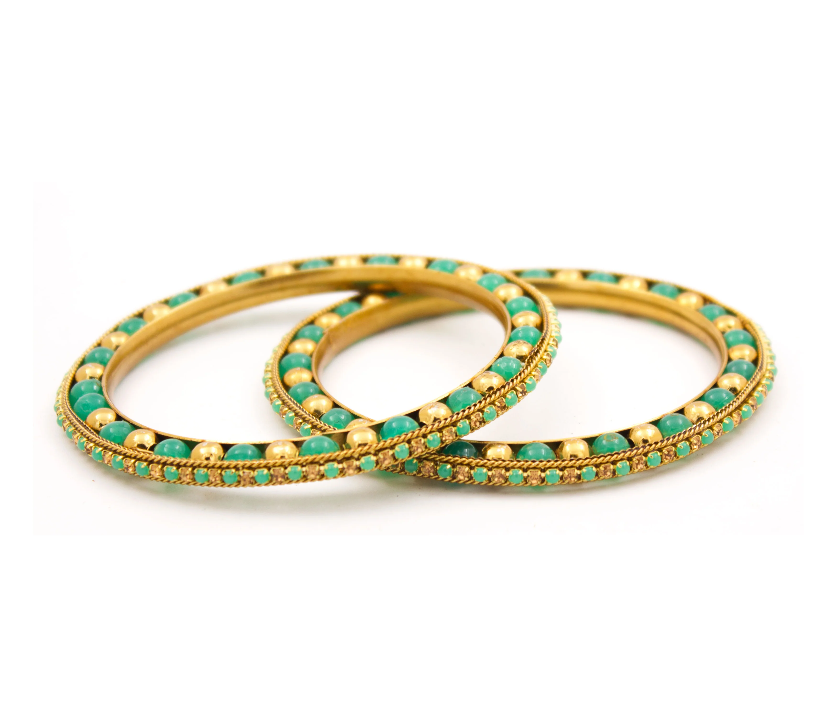Multicoloured Golden Stone bracelet pair for Women by Leshya - Image 11