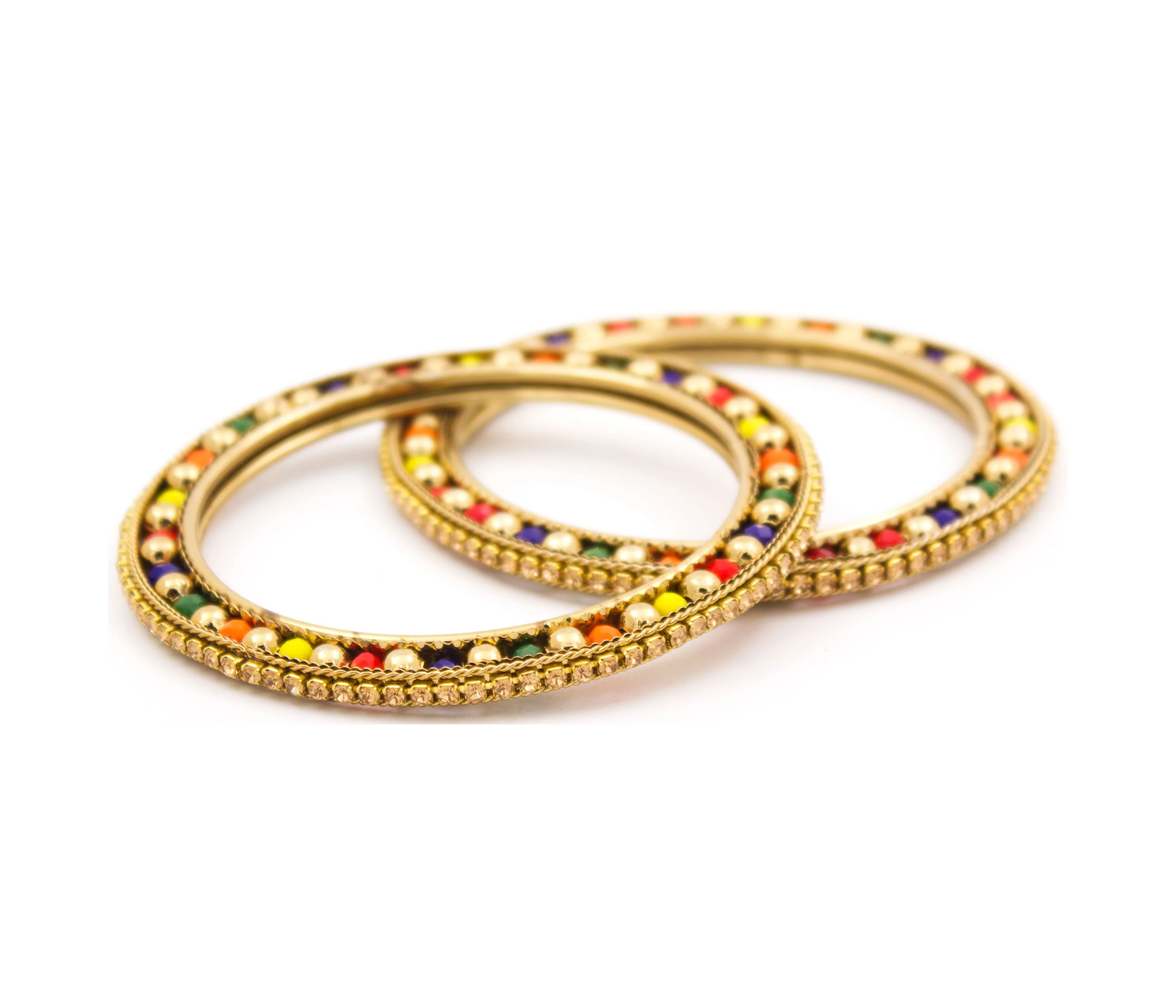Multicoloured Golden Stone bracelet pair for Women by Leshya - Image 7