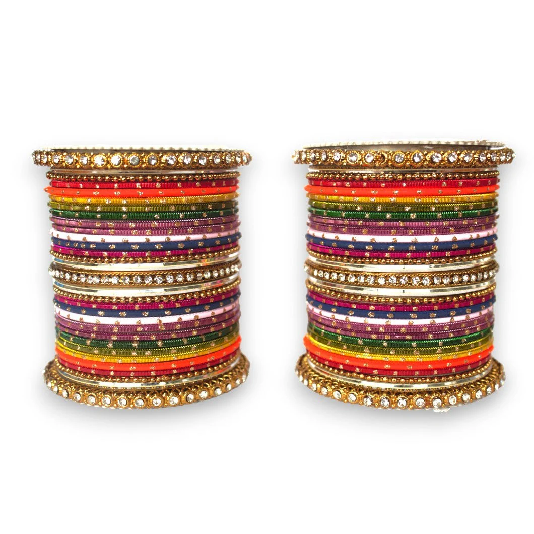 Multicoloured Traditional Style Bangle set for two hands by Leshya - Image 2