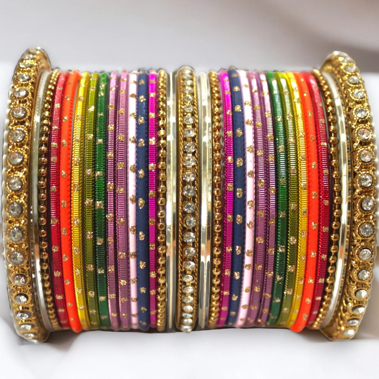 Multicoloured Traditional Style Bangle set for two hands by Leshya - Image 3