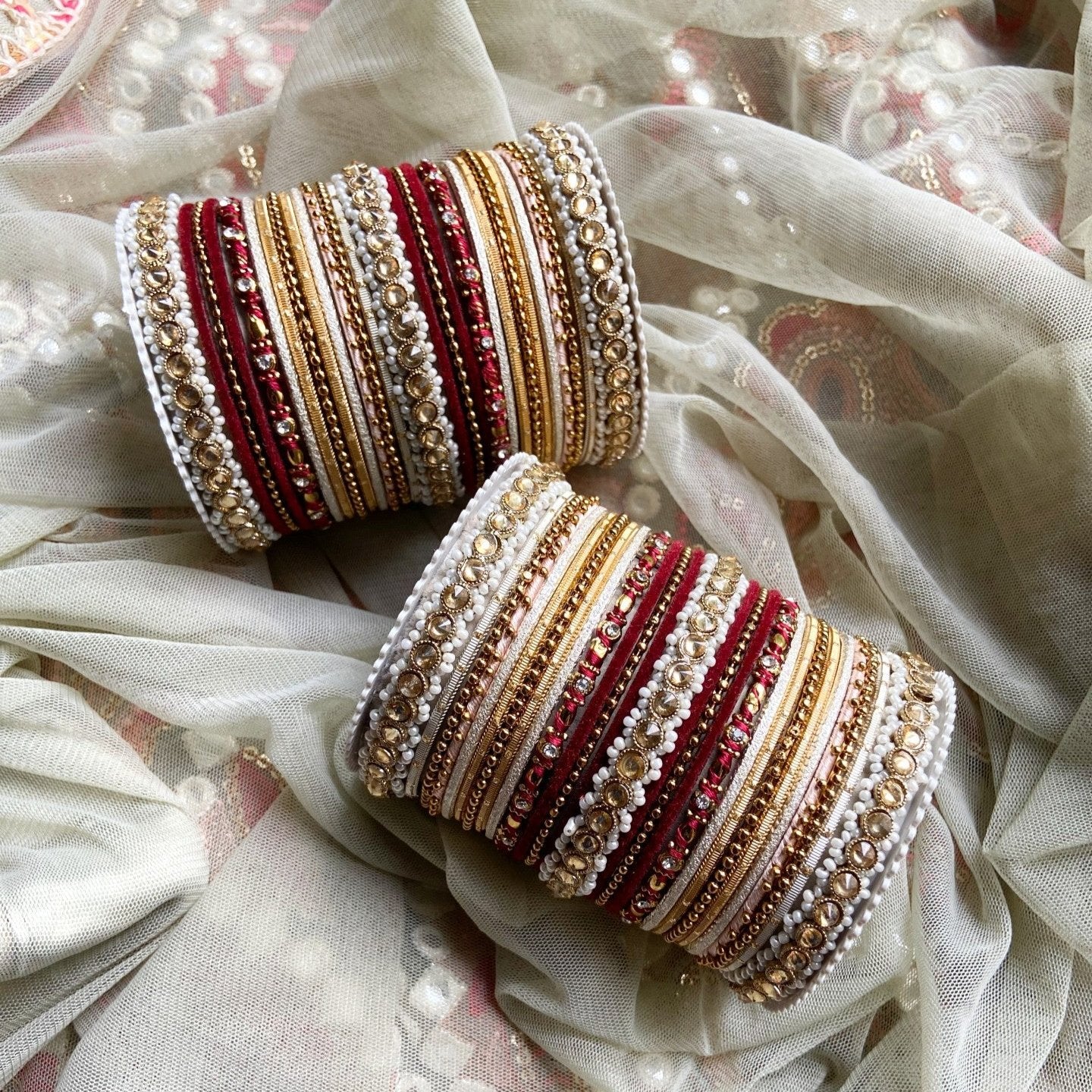 Multicoloured Traditional Style Bangle set for two hands by Leshya - Image 2