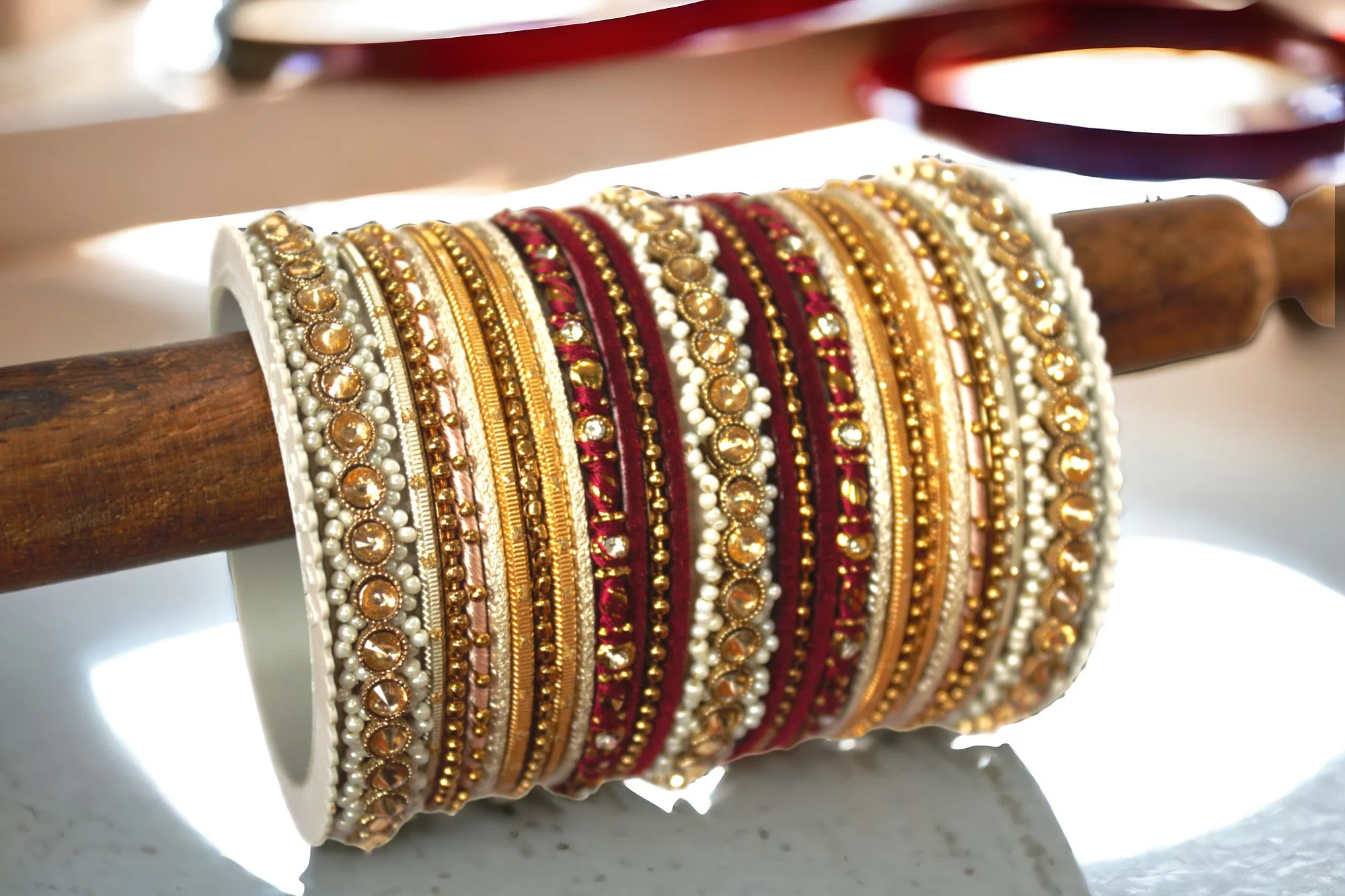 Multicoloured Traditional Style Bangle set for two hands by Leshya - Image 3